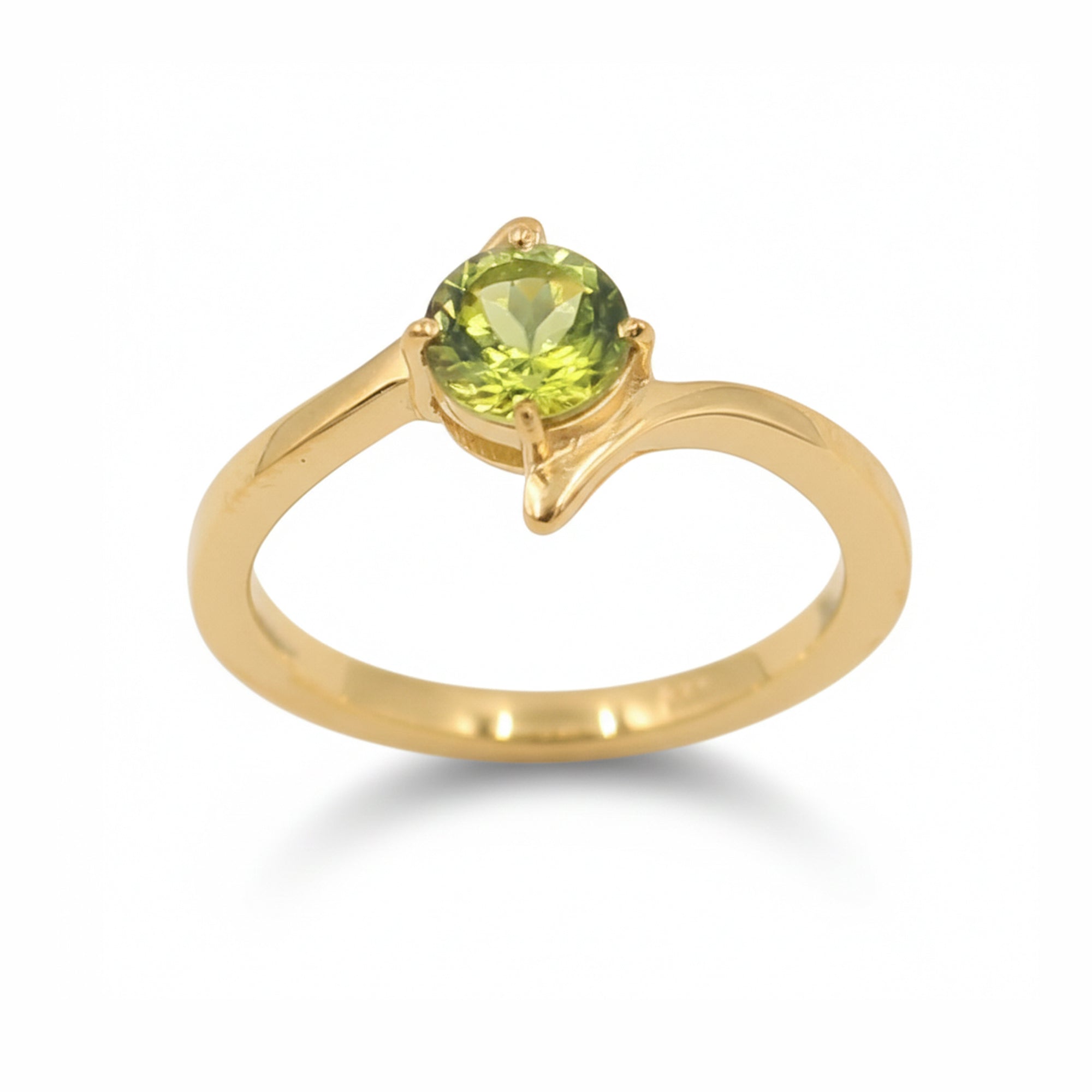 925 Silver Round Peridot Vintage Style Ring with Minimal Design