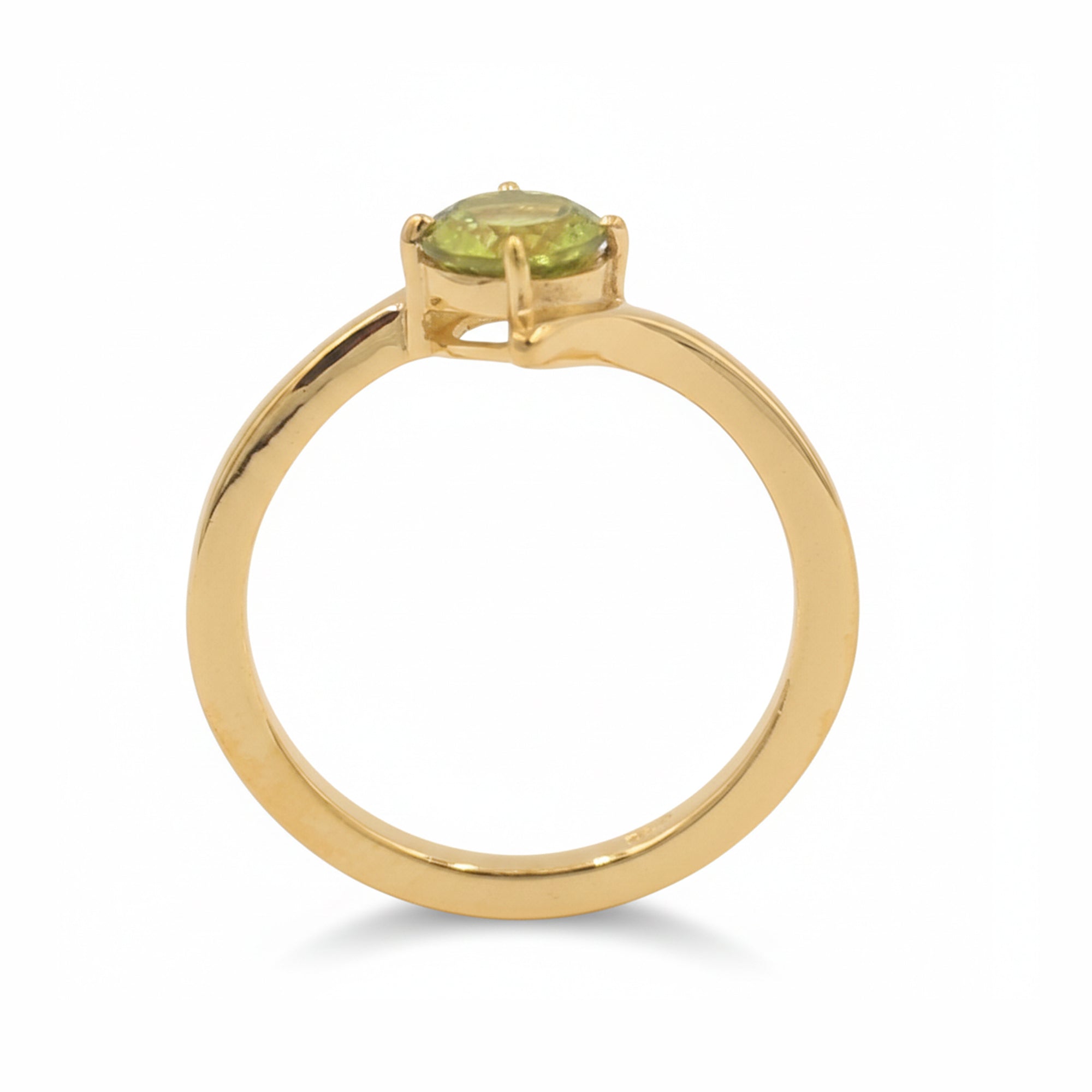 925 Silver Round Peridot Vintage Style Ring with Minimal Design