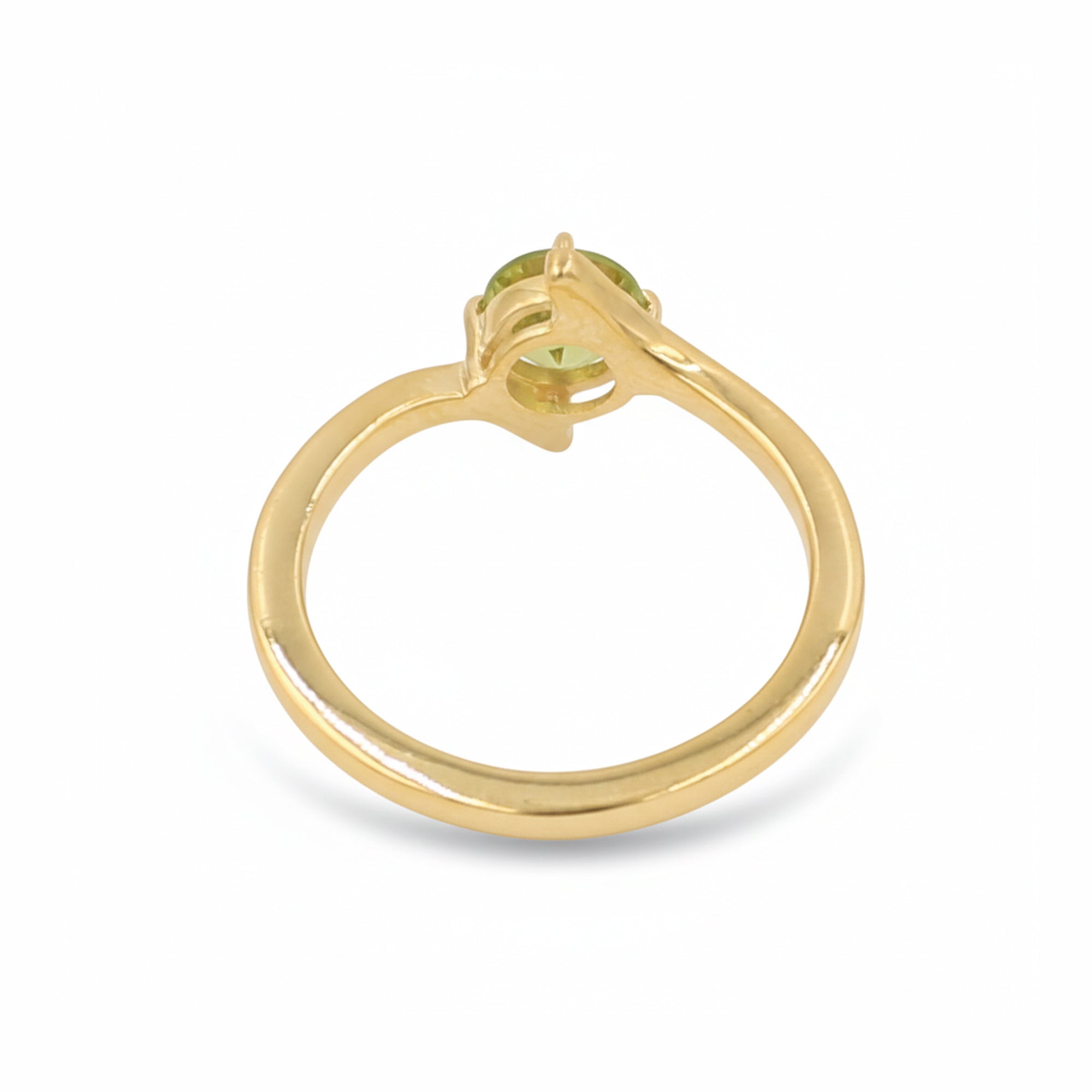 925 Silver Round Peridot Vintage Style Ring with Minimal Design