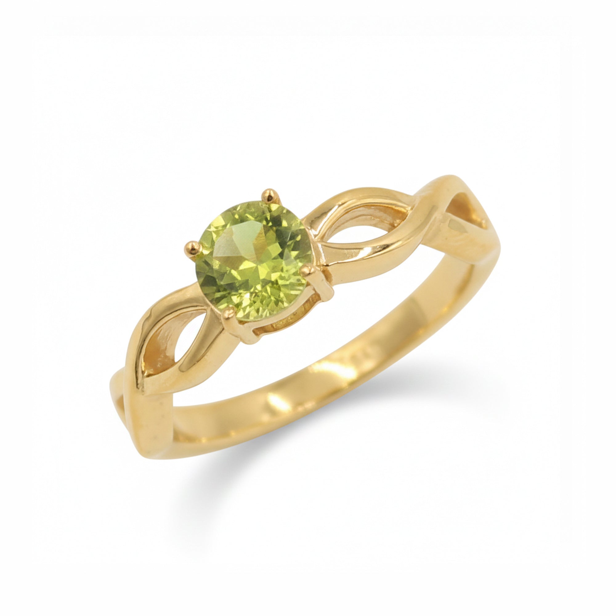 925 Silver Round Peridot Rope Band Ring with Classic Designer Style