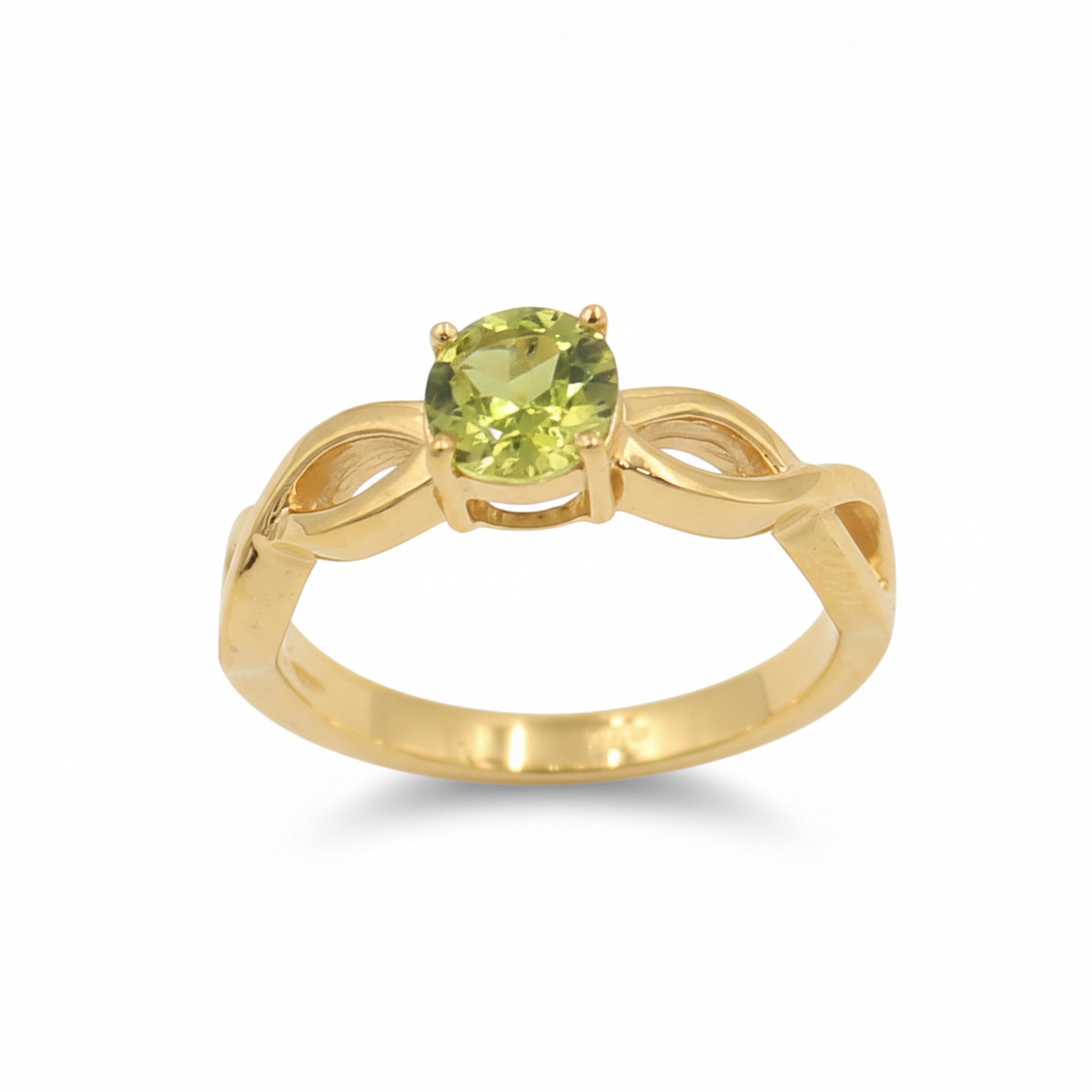 925 Silver Round Peridot Rope Band Ring with Classic Designer Style
