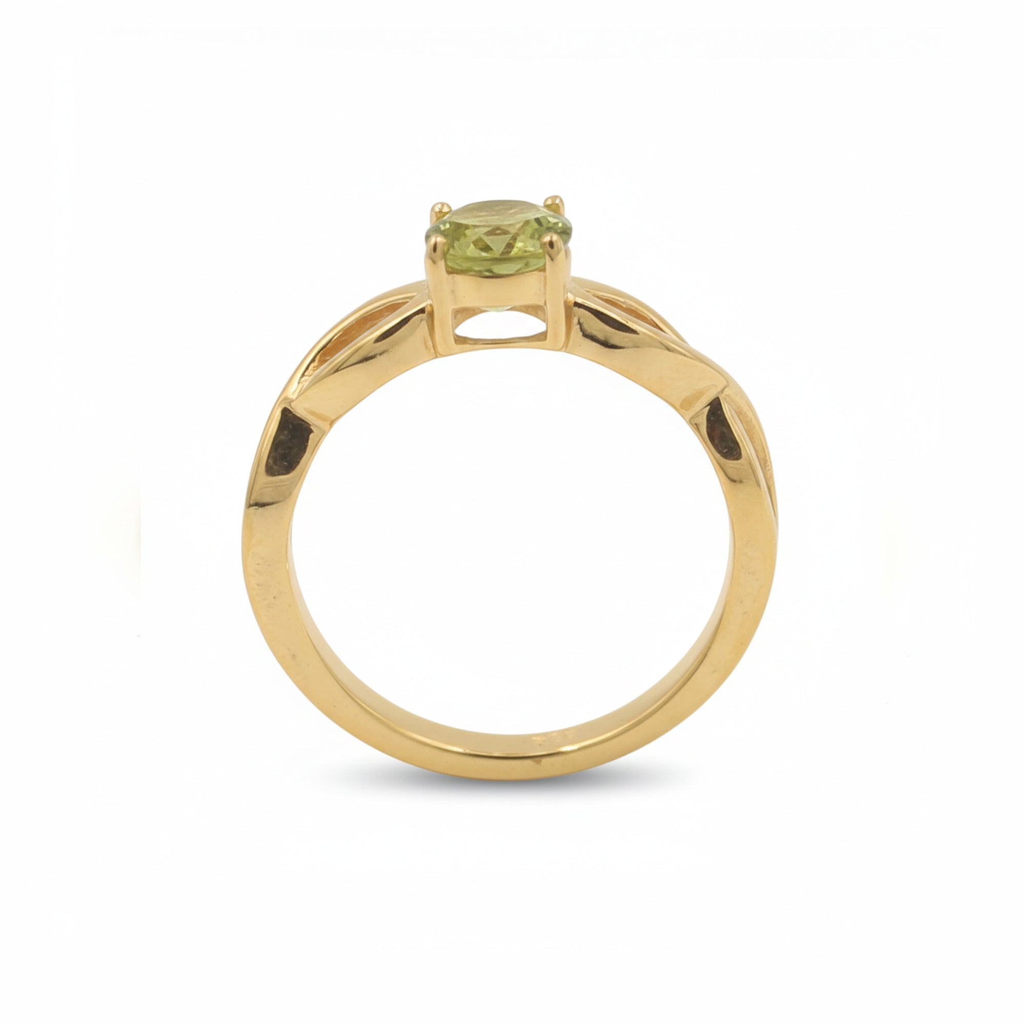 925 Silver Round Peridot Rope Band Ring with Classic Designer Style