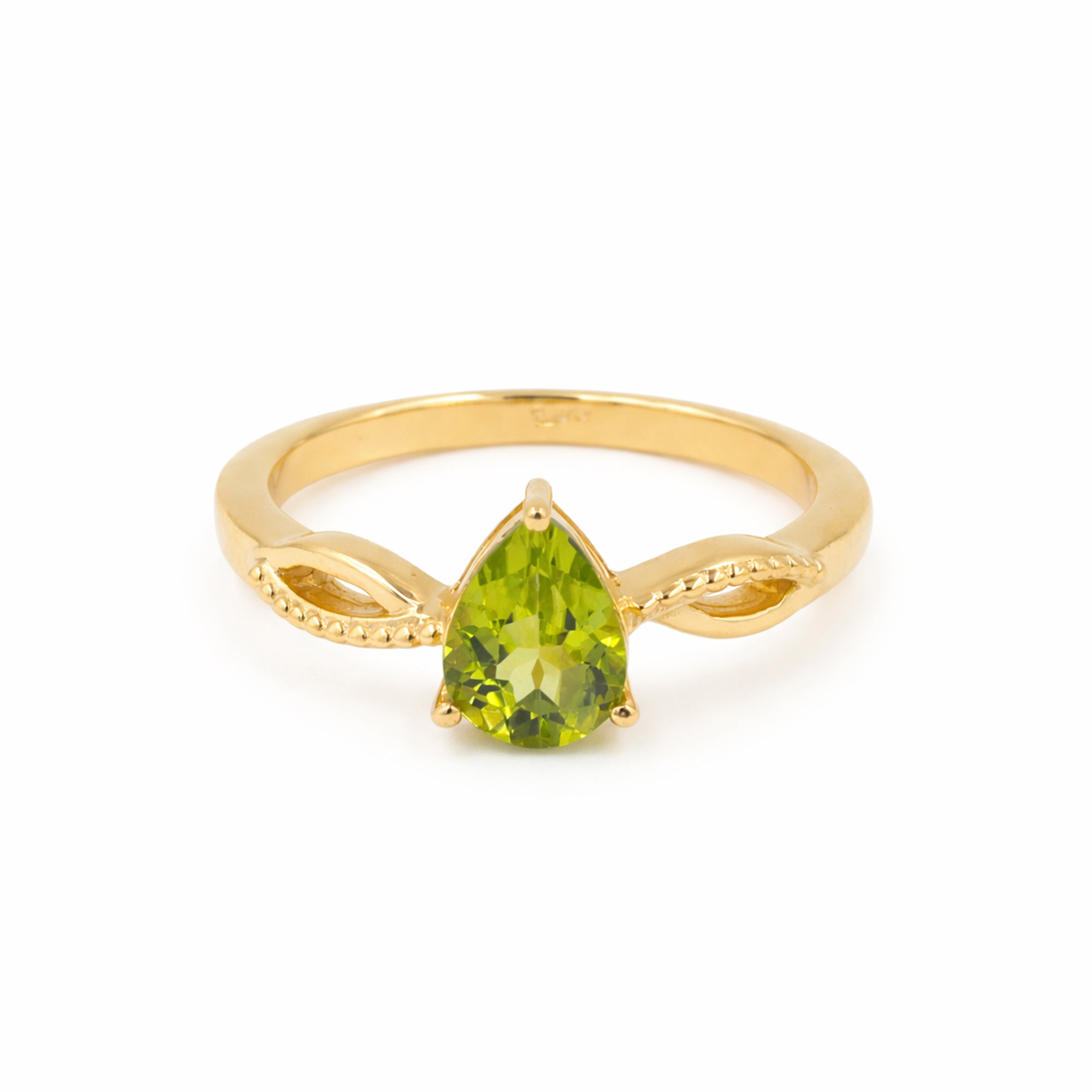 925 Silver Pear Peridot Classic Ring with Modern Minimal Design