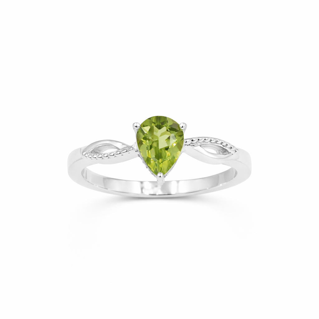 925 Silver Pear Peridot Classic Ring with Modern Minimal Design