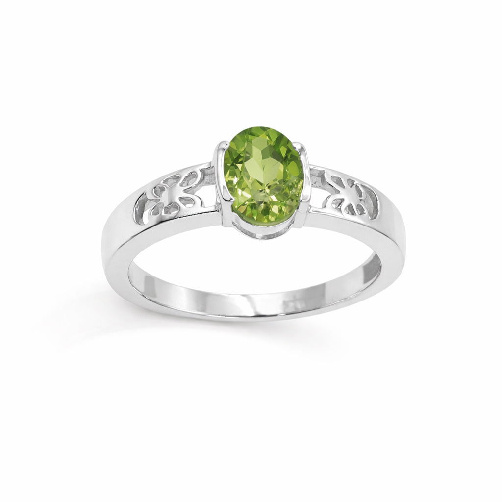 925 Silver Peridot Butterfly Band Ring with Modern Designer Finish