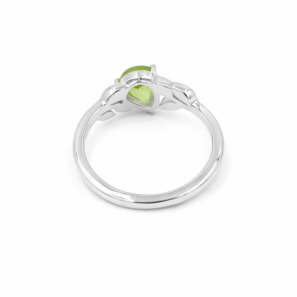 Silver 925 Leaf-Inspired Peridot Ring