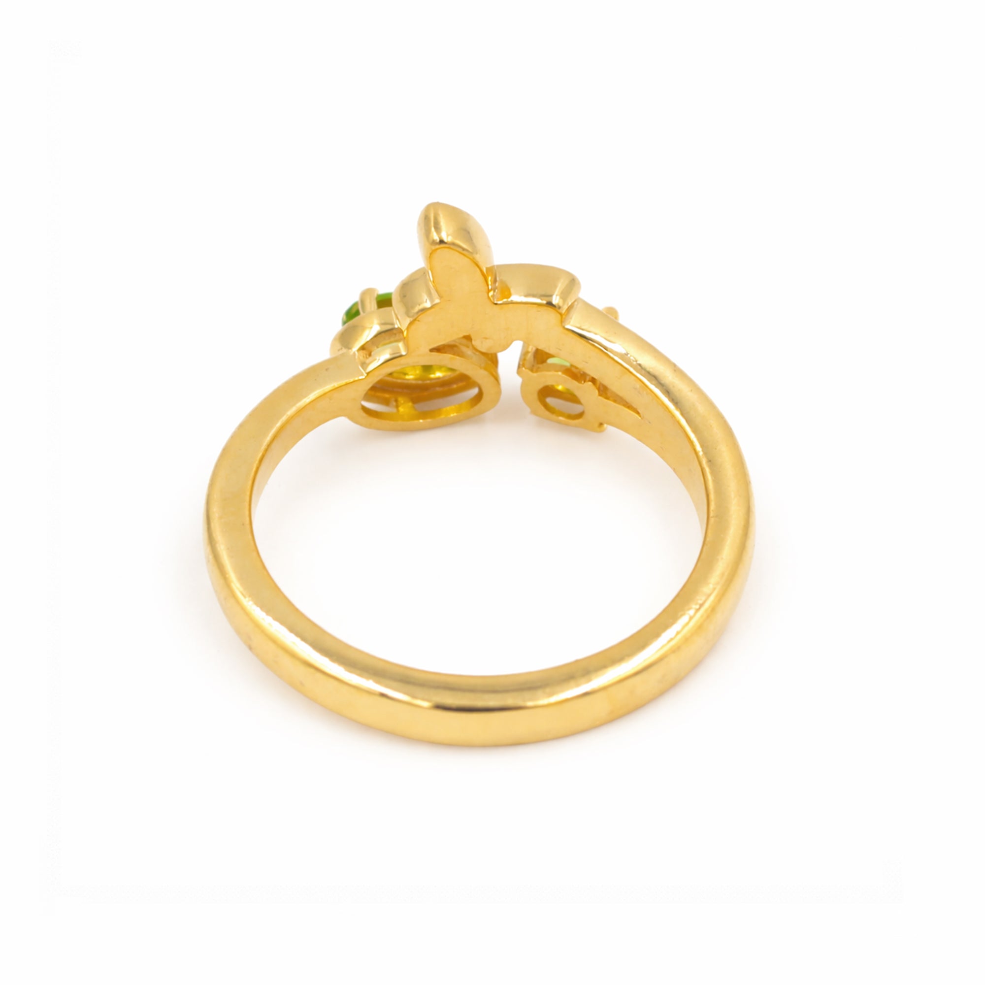 Silver 925 Butterfly Peridot Ring with Round & Oval Stones