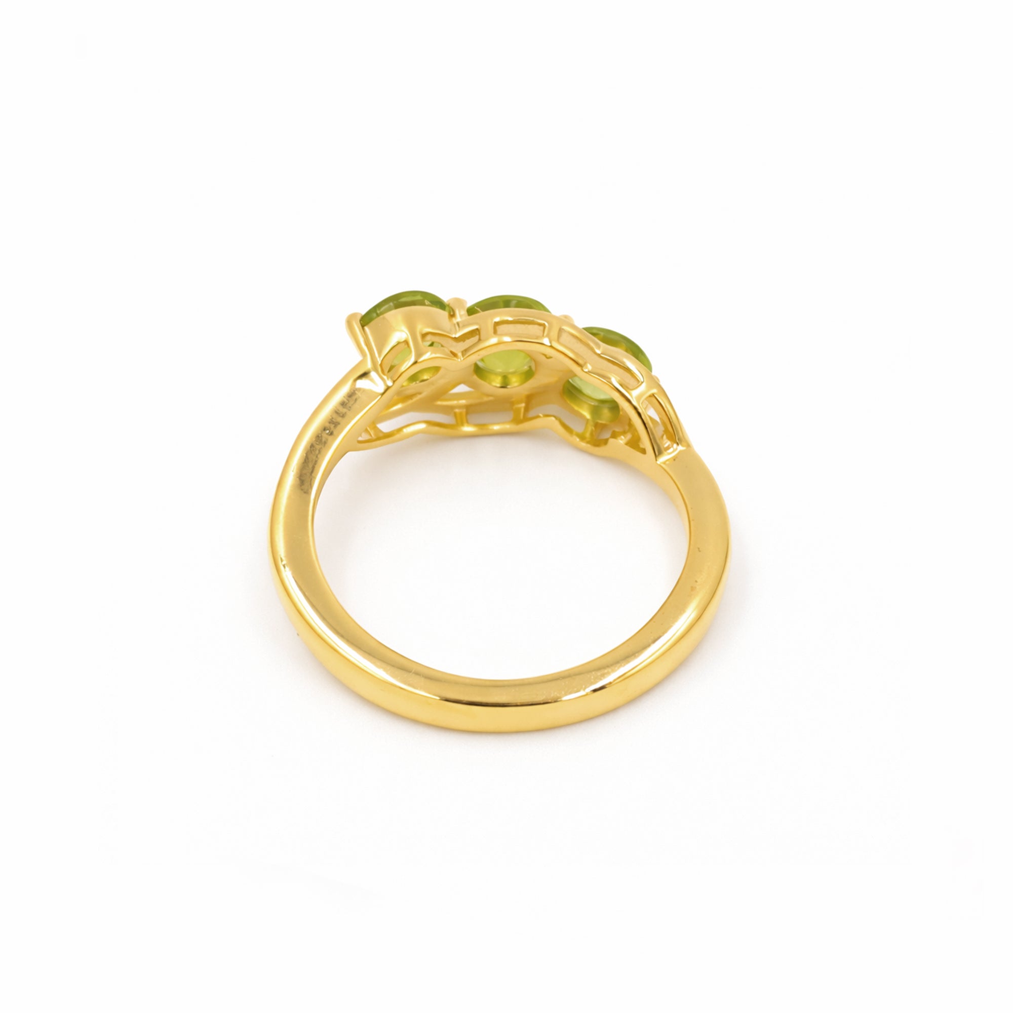 Silver 925 Peridot Trilogy Ring – Three Stone Designer
