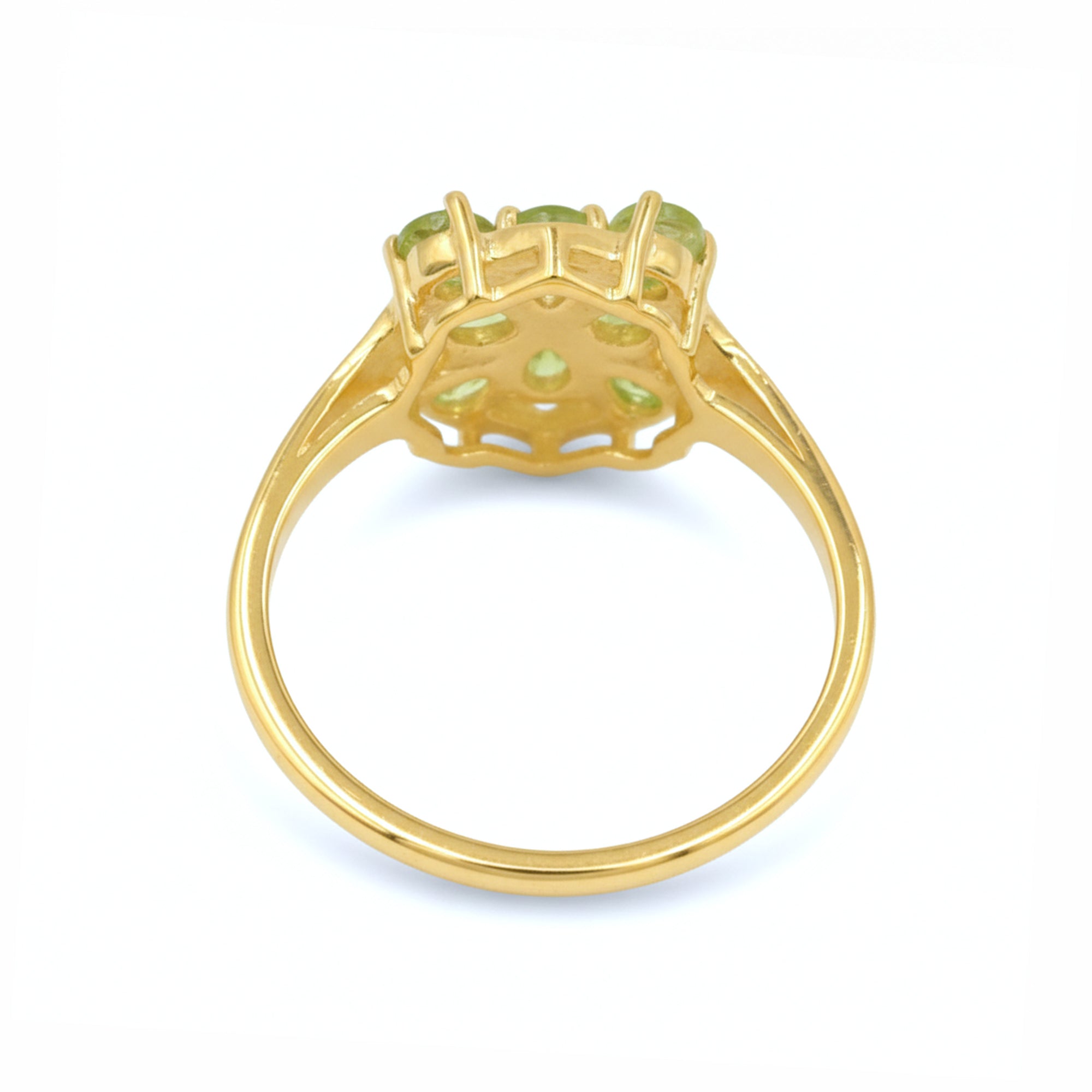 Silver 925 Green Hellebore Peridot Ring 8 Pear Stone Floral Design