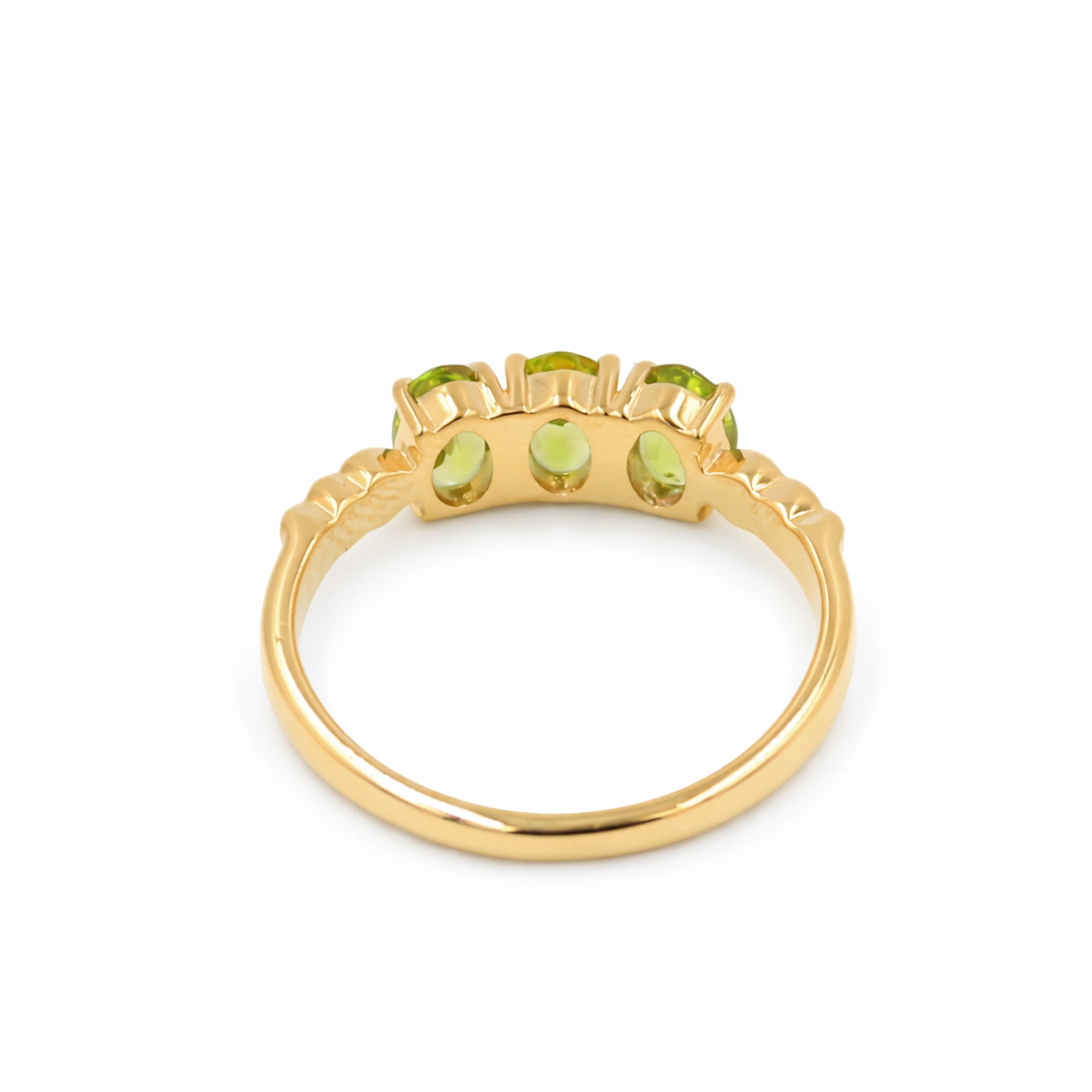 Oval Cut Peridot Heart Detail Ring in 925 Silver