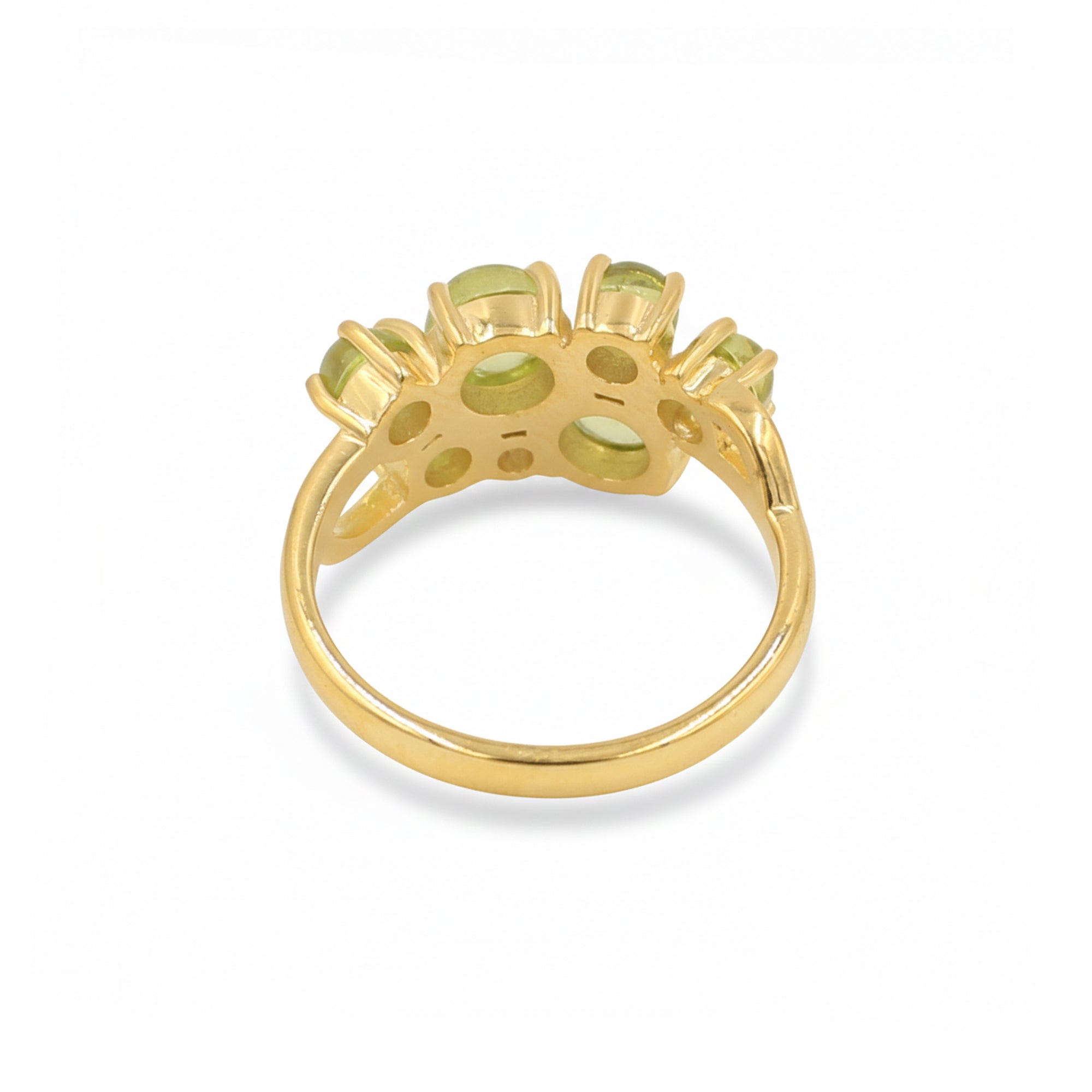 Seven Stone Peridot Cabochon Ring in 925 Silver