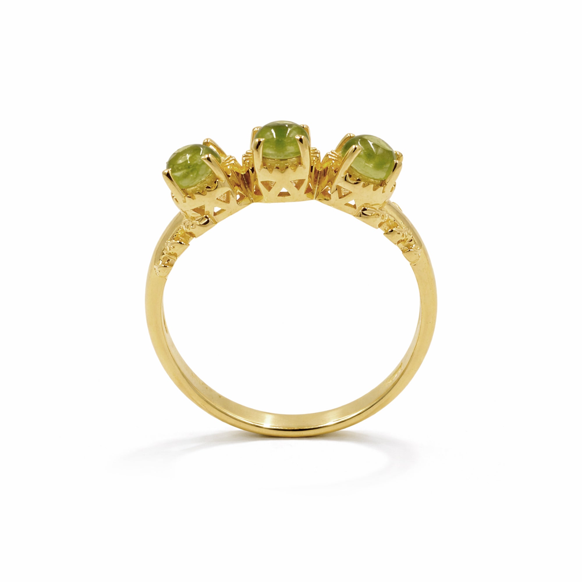 Trilogy Peridot Cabochon Ring in 925 Silver