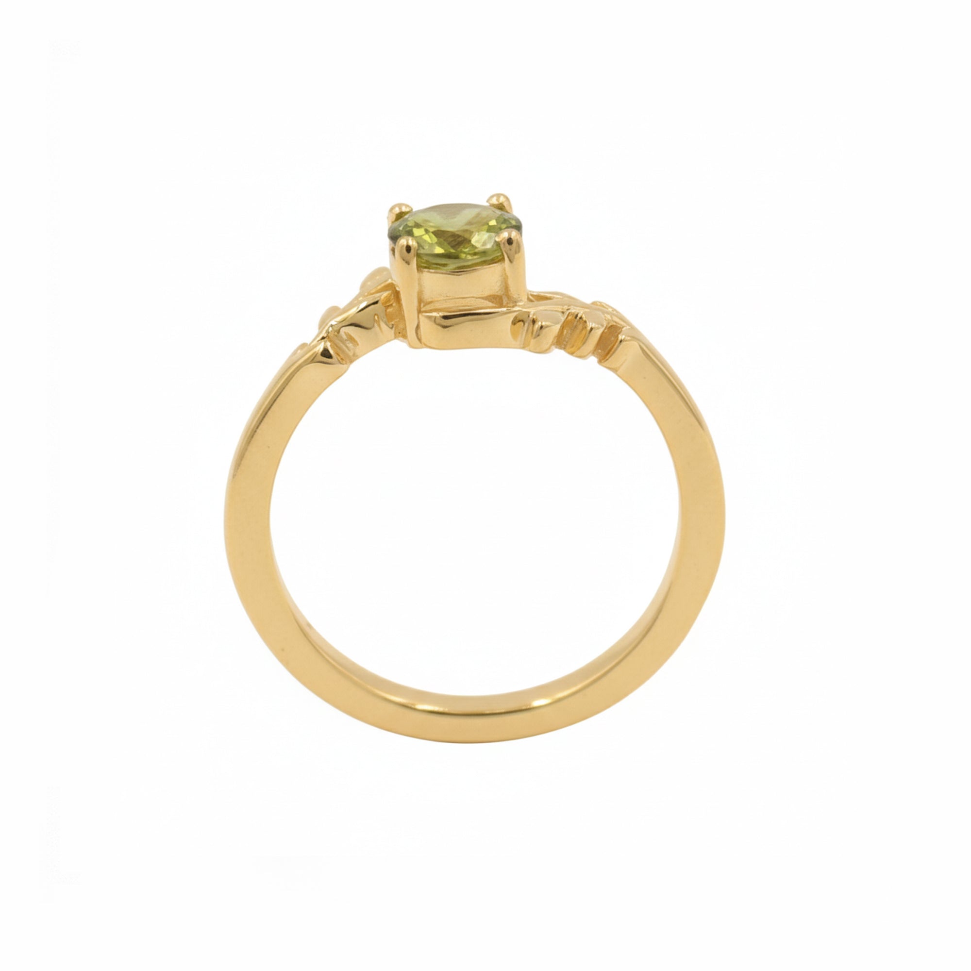 925 Silver Peridot Vine Climber Ring with Round Green Gemstone