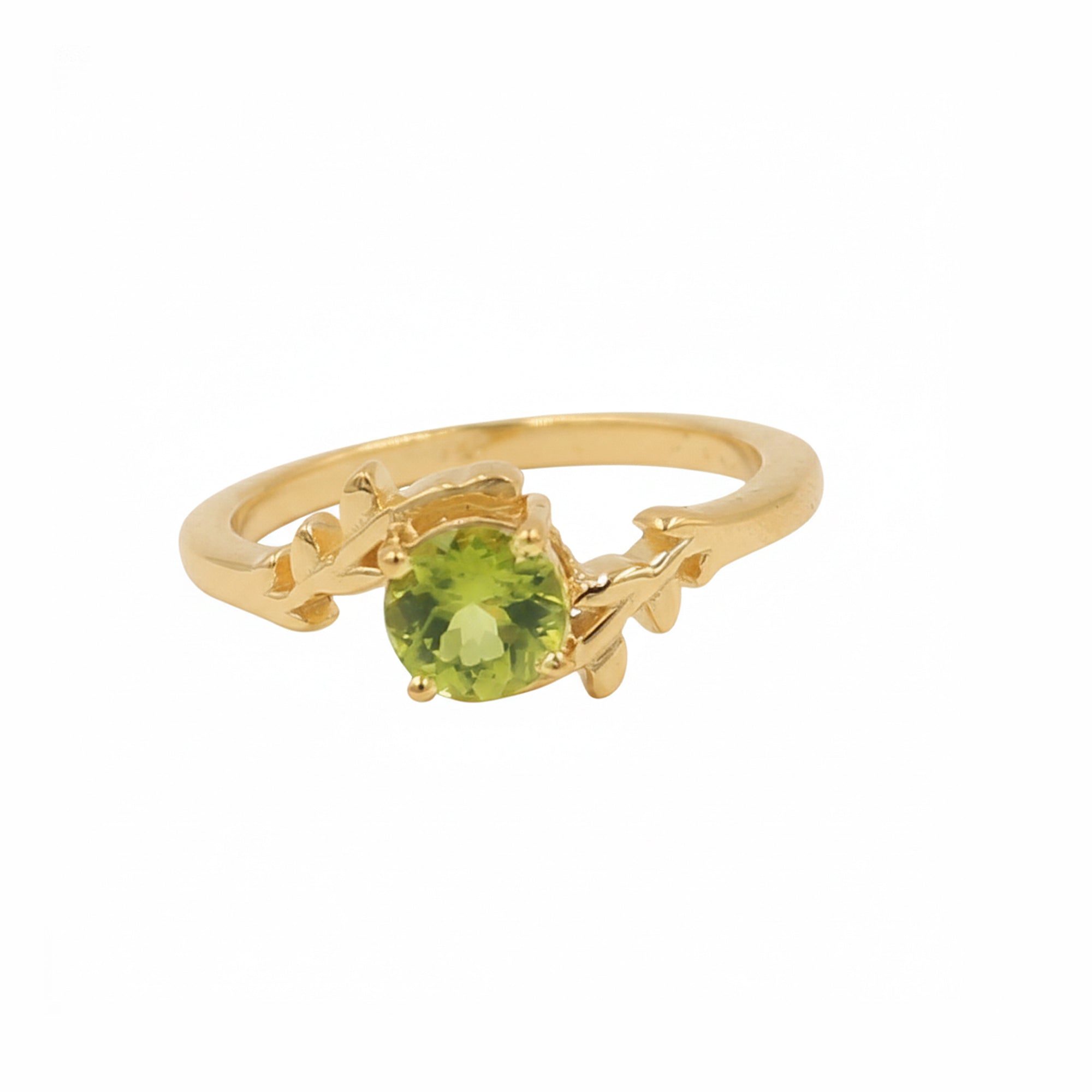 925 Silver Peridot Vine Climber Ring with Round Green Gemstone