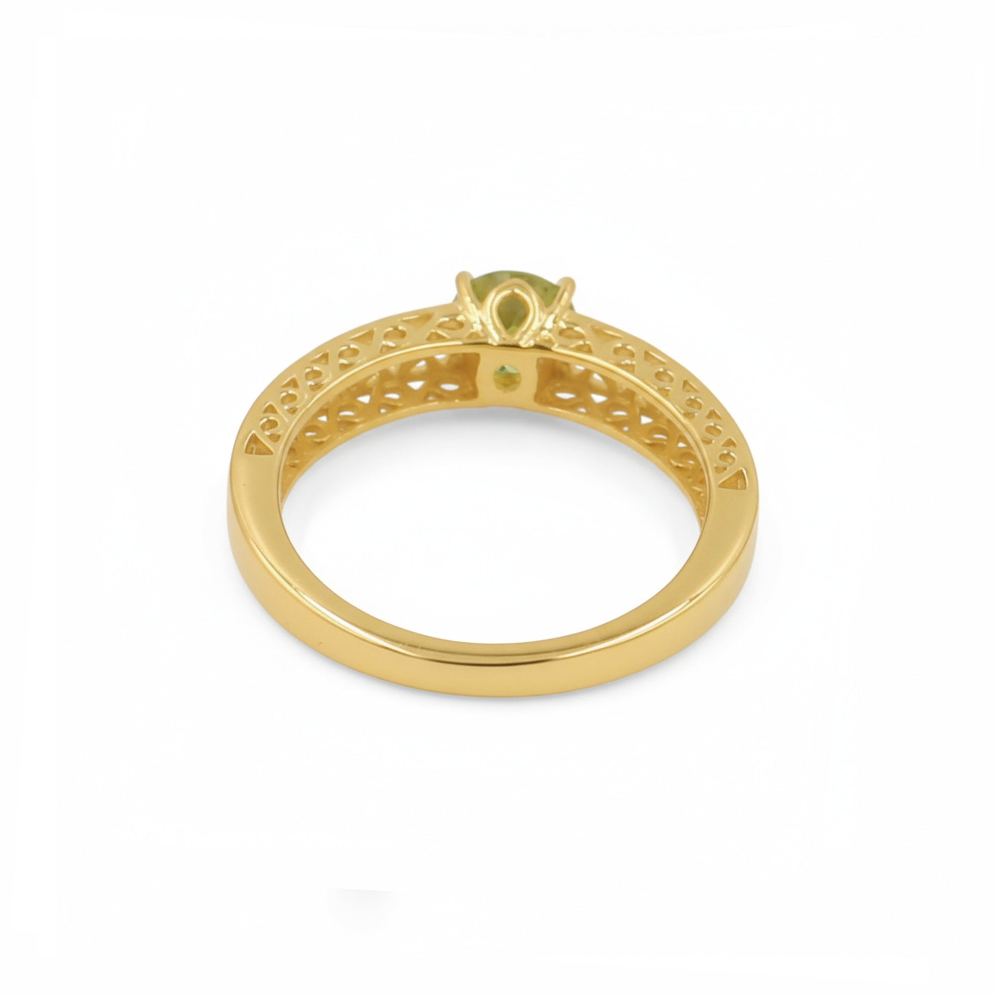 925 Silver Peridot Latticework Ring with Center Round Stone