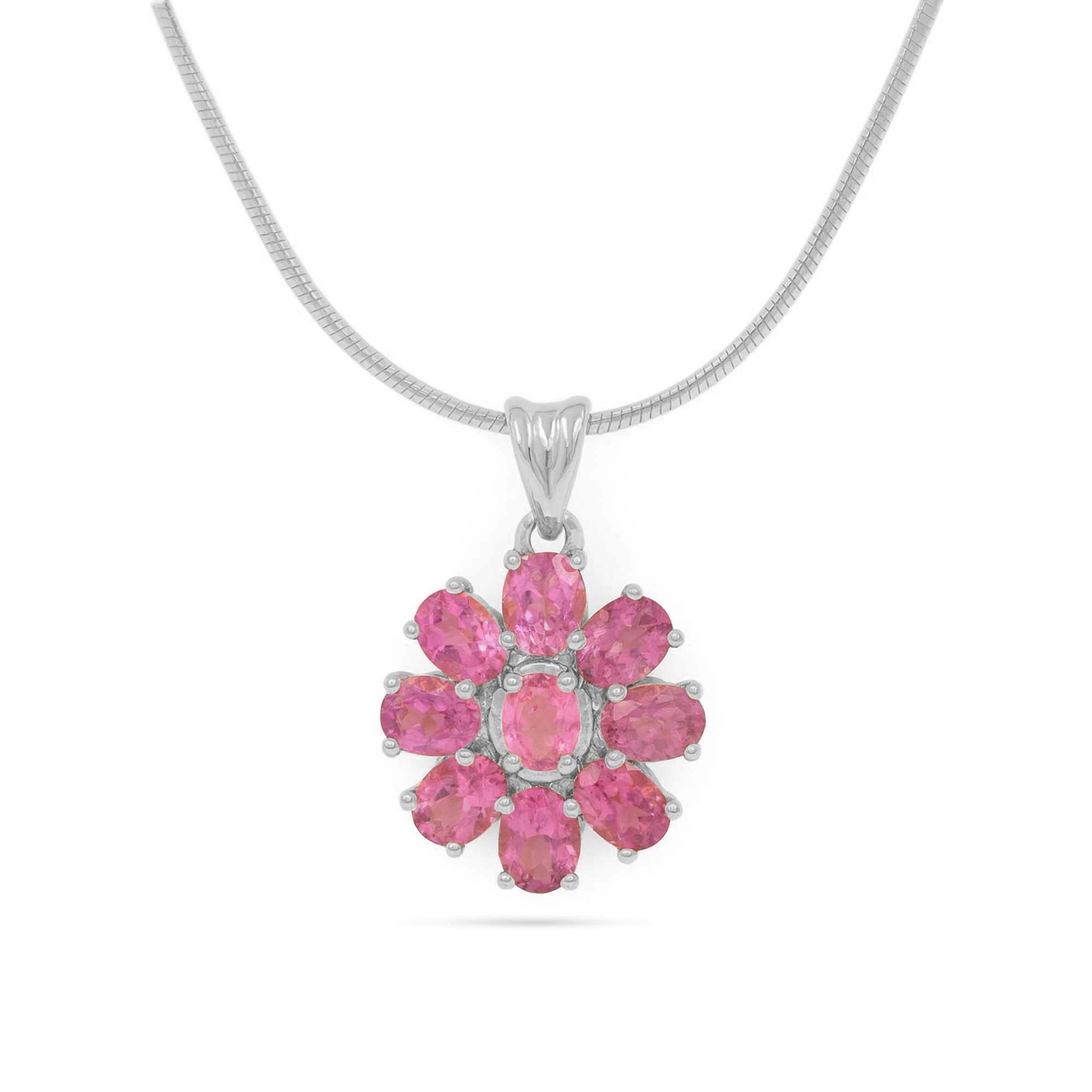 Pink Tourmaline Oval Pendant with Prong Setting