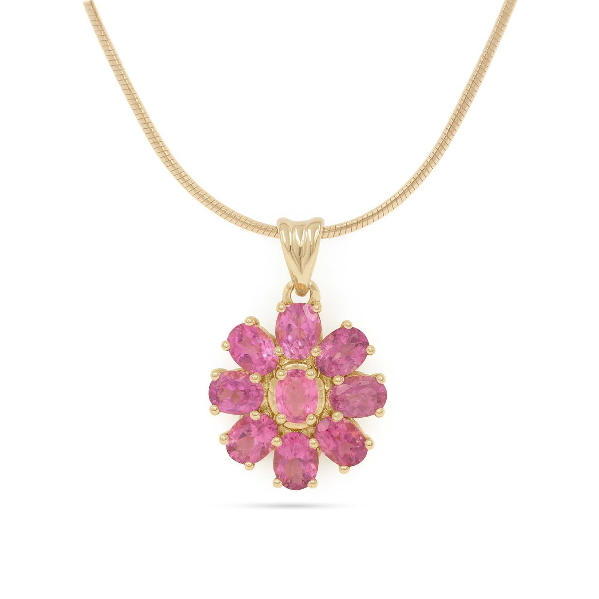 Pink Tourmaline Oval Pendant with Prong Setting