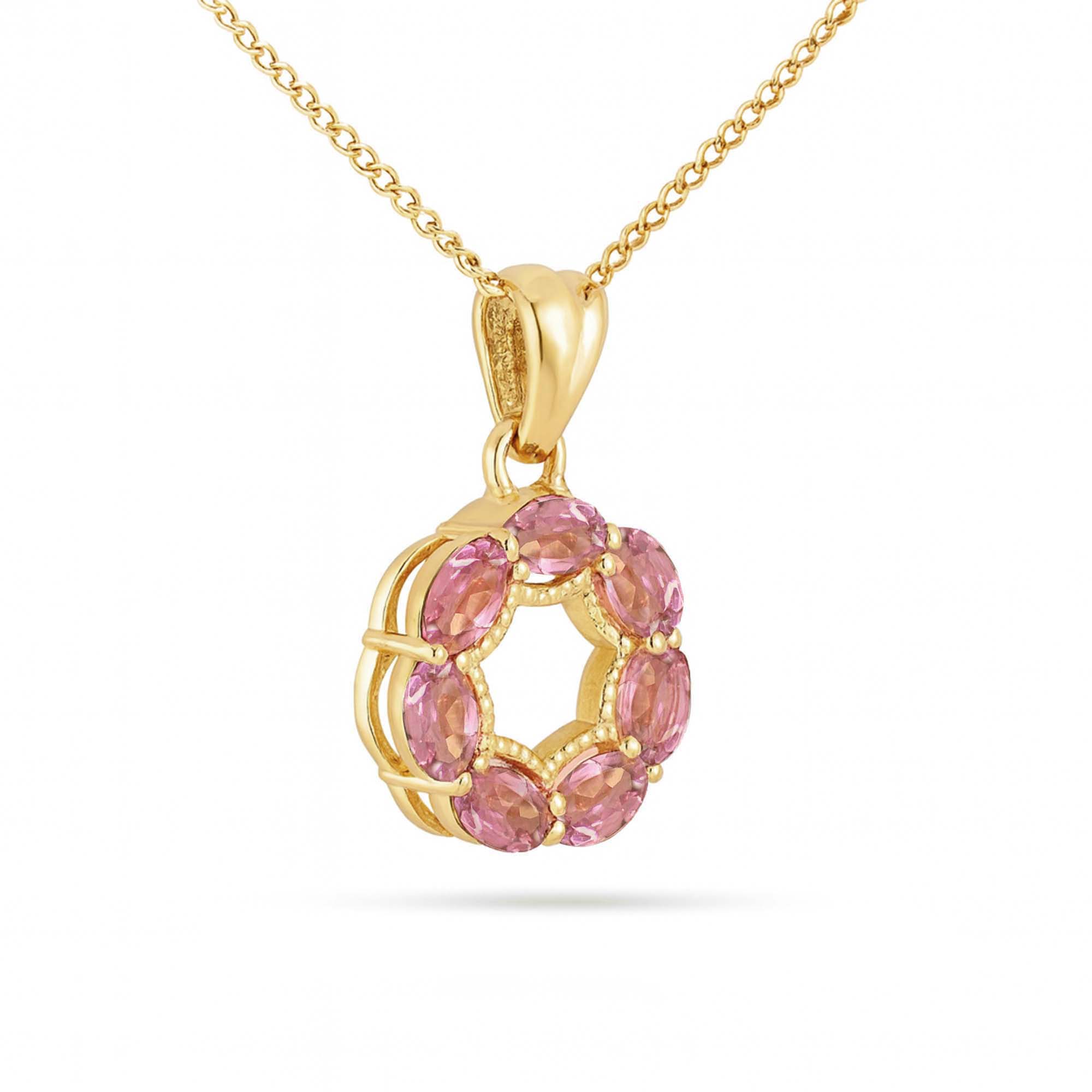 Pink Tourmaline Oval Pendant with Prong Setting