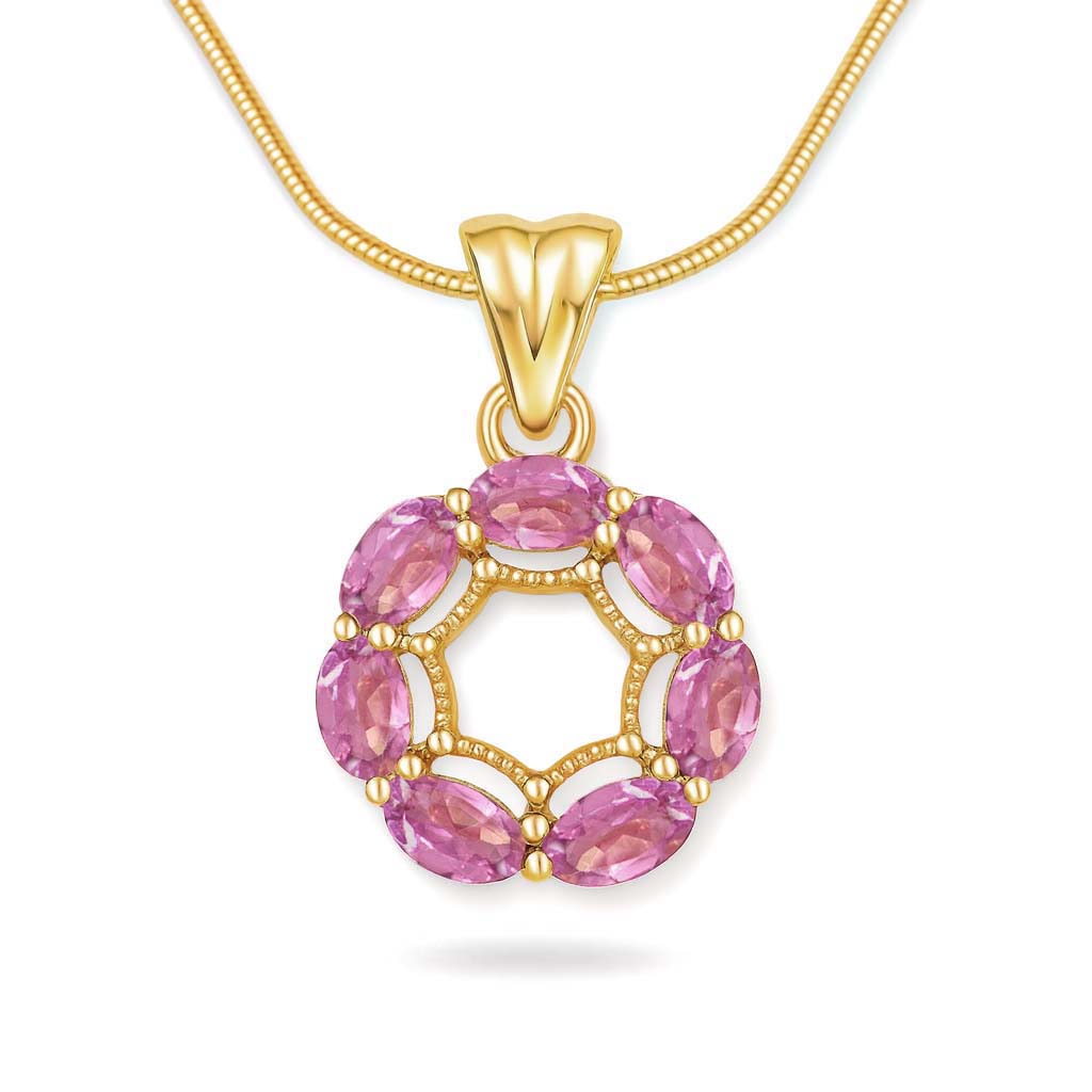 Pink Tourmaline Oval Pendant with Prong Setting