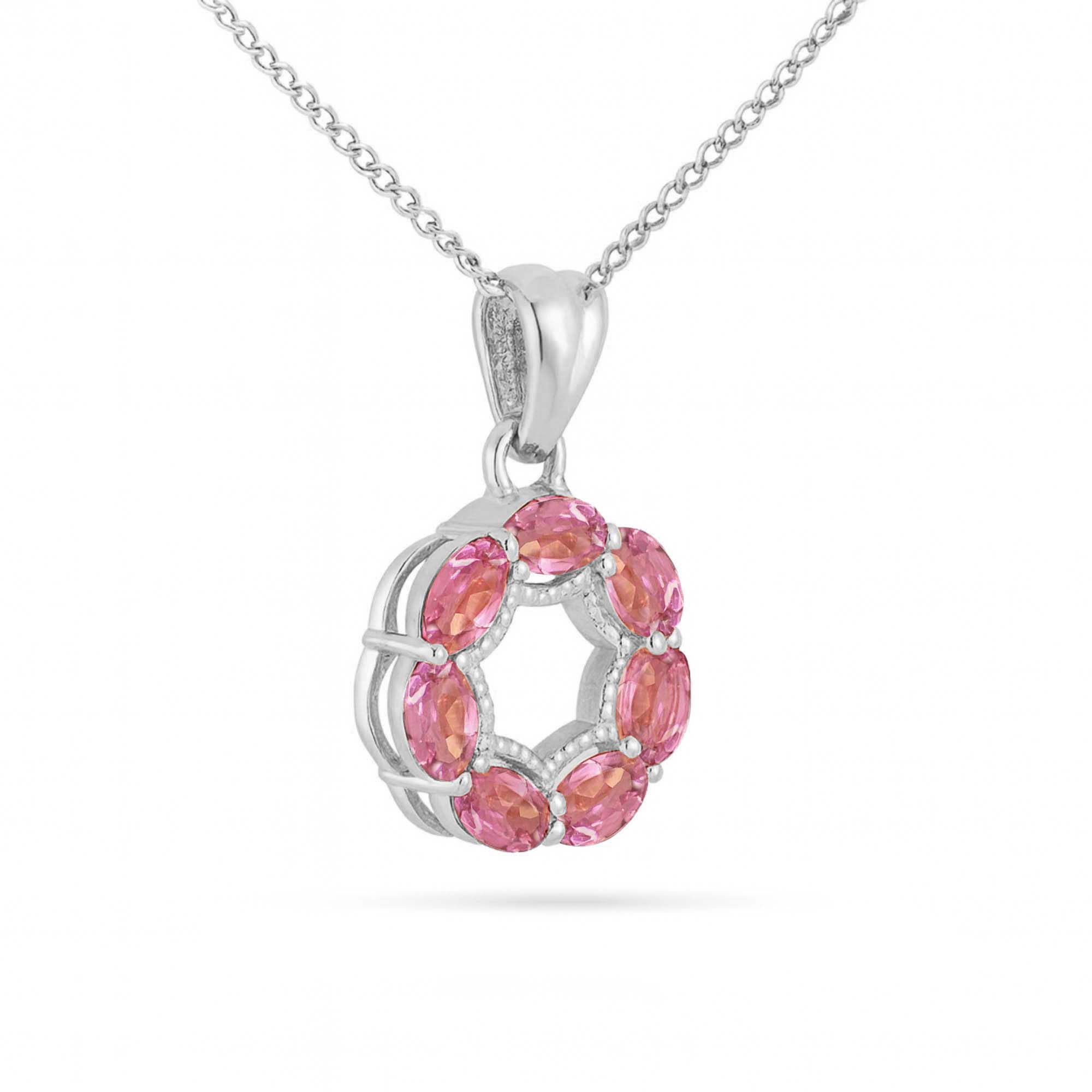 Pink Tourmaline Oval Pendant with Prong Setting