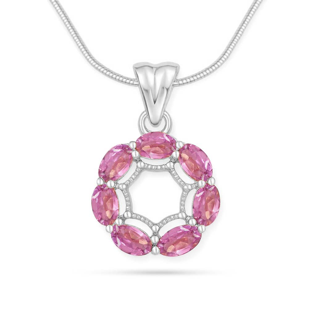 Pink Tourmaline Oval Pendant with Prong Setting