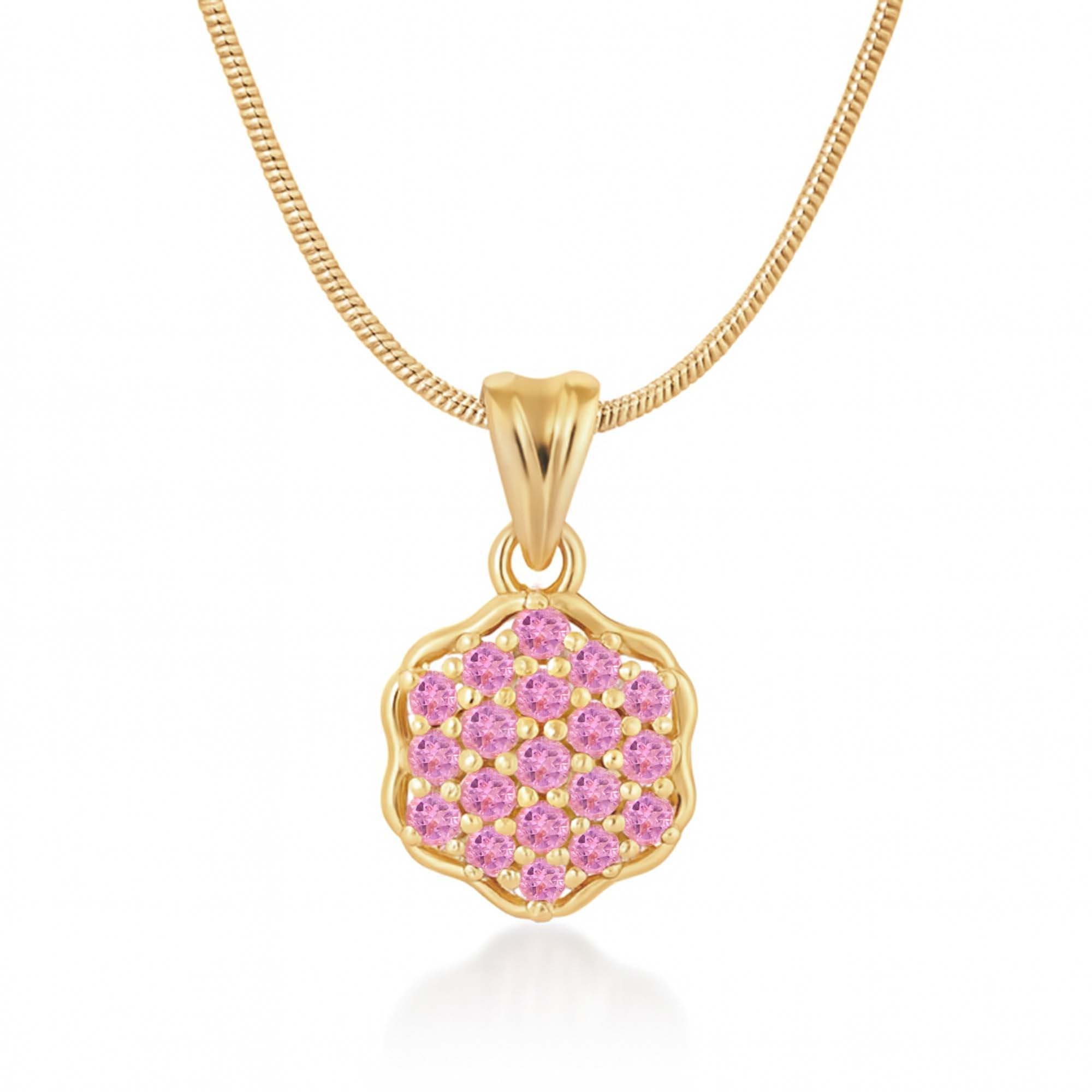 Pink Tourmaline Round Pendant with Prong Setting