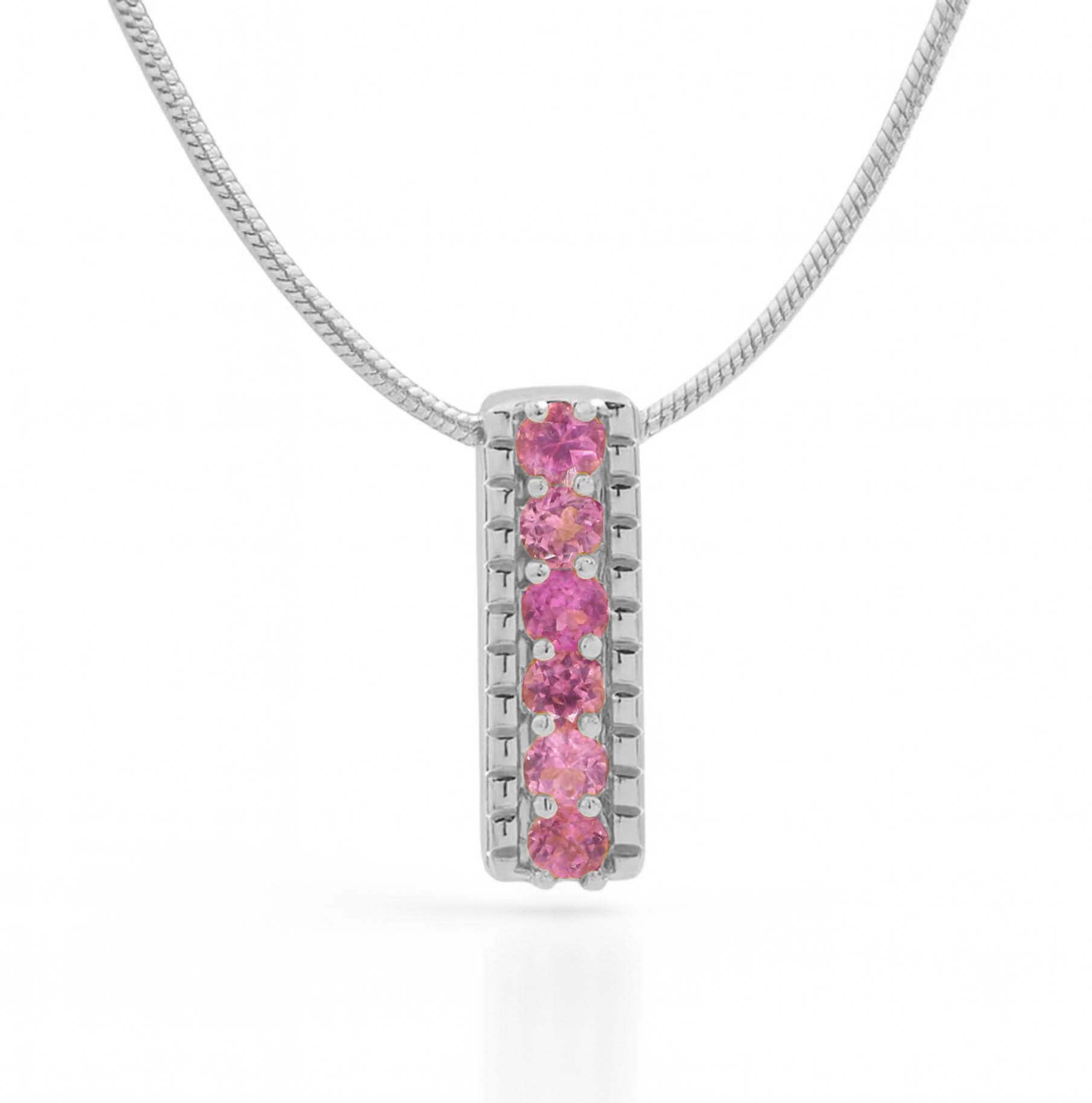 Pink Tourmaline Round Pendant with Prong Setting