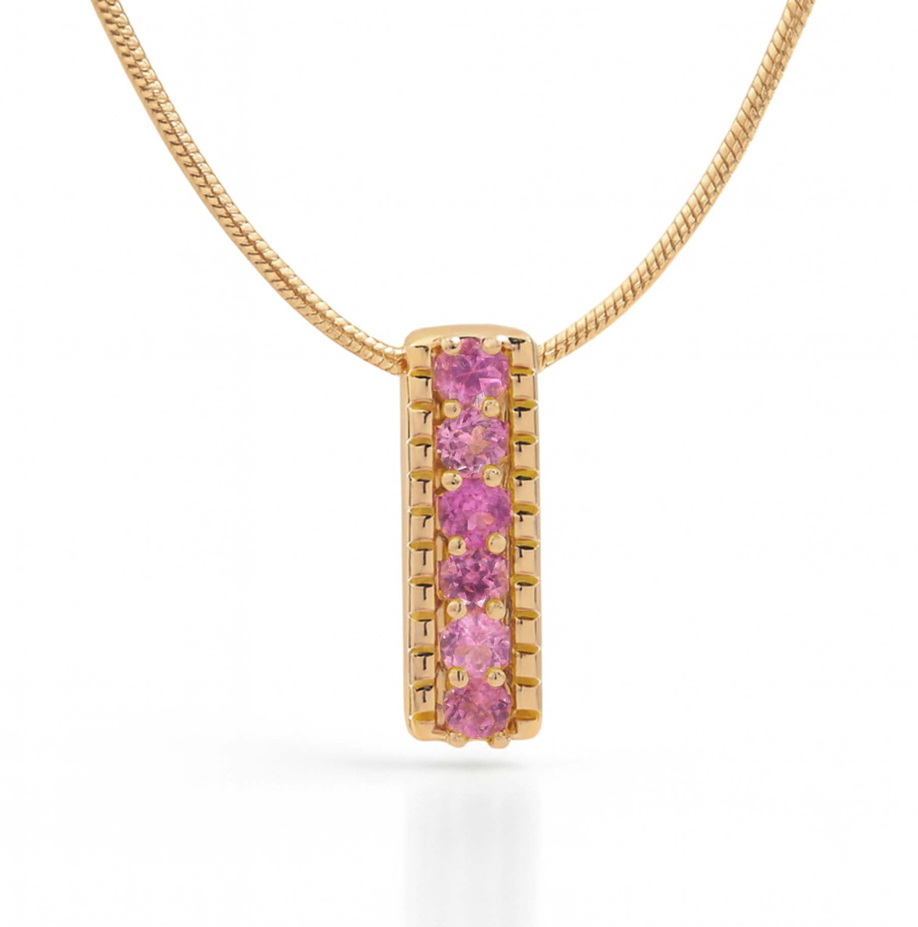 Pink Tourmaline Round Pendant with Prong Setting