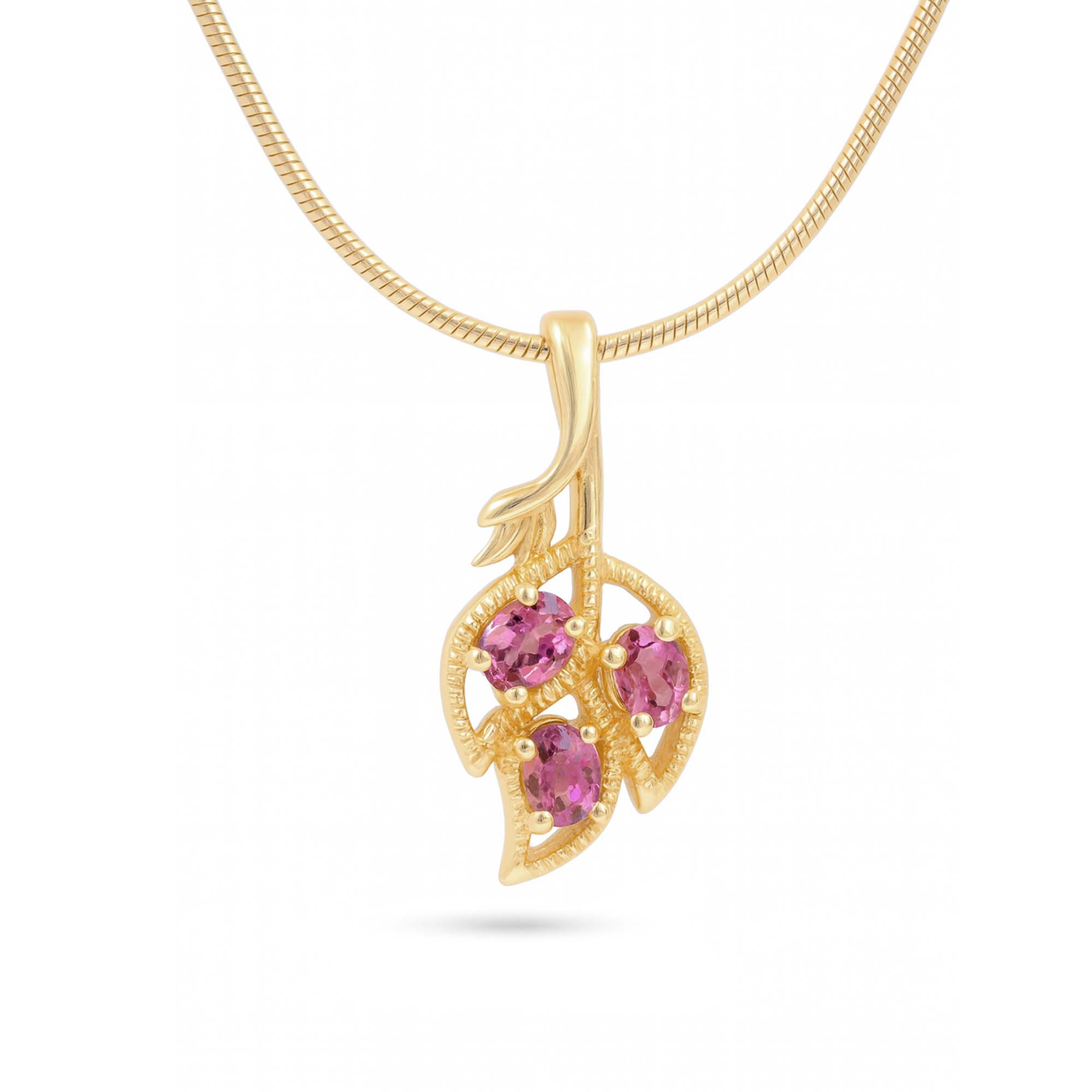 Pink Tourmaline Oval Pendant with Prong Setting