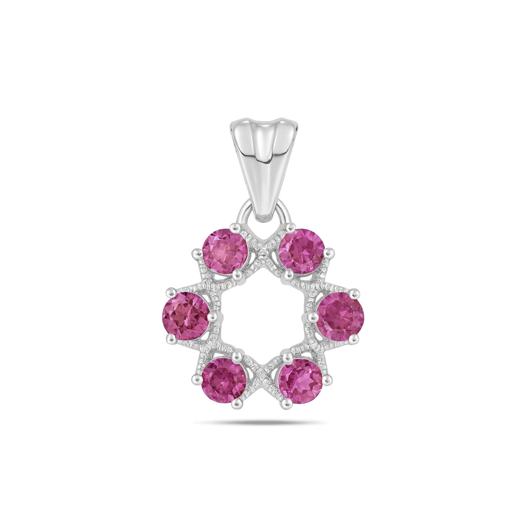 Pink Tourmaline Round Pendant with Prong Setting