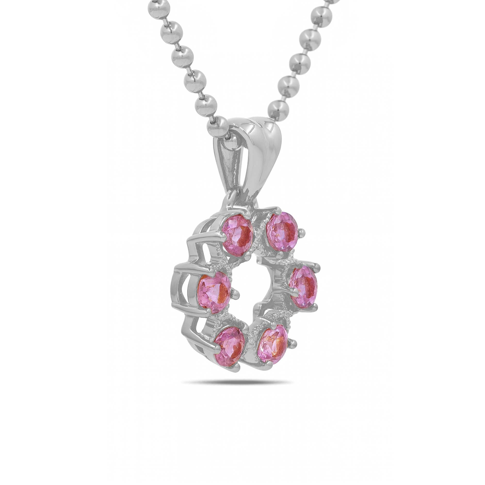 Pink Tourmaline Round Pendant with Prong Setting