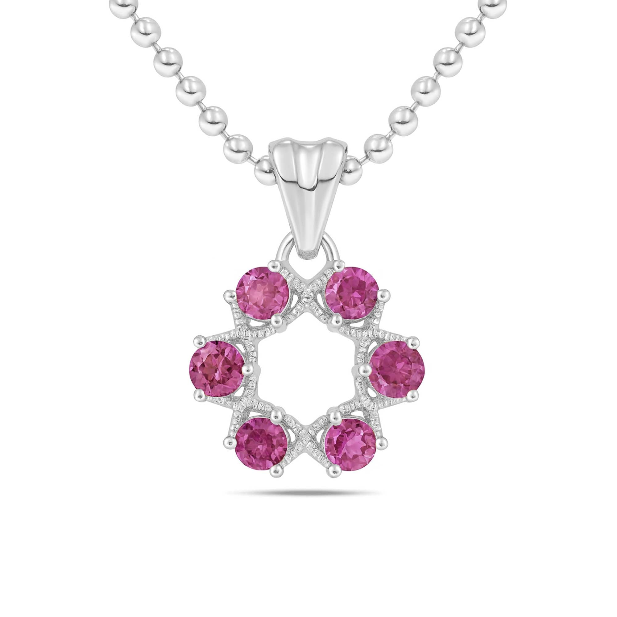 Pink Tourmaline Round Pendant with Prong Setting