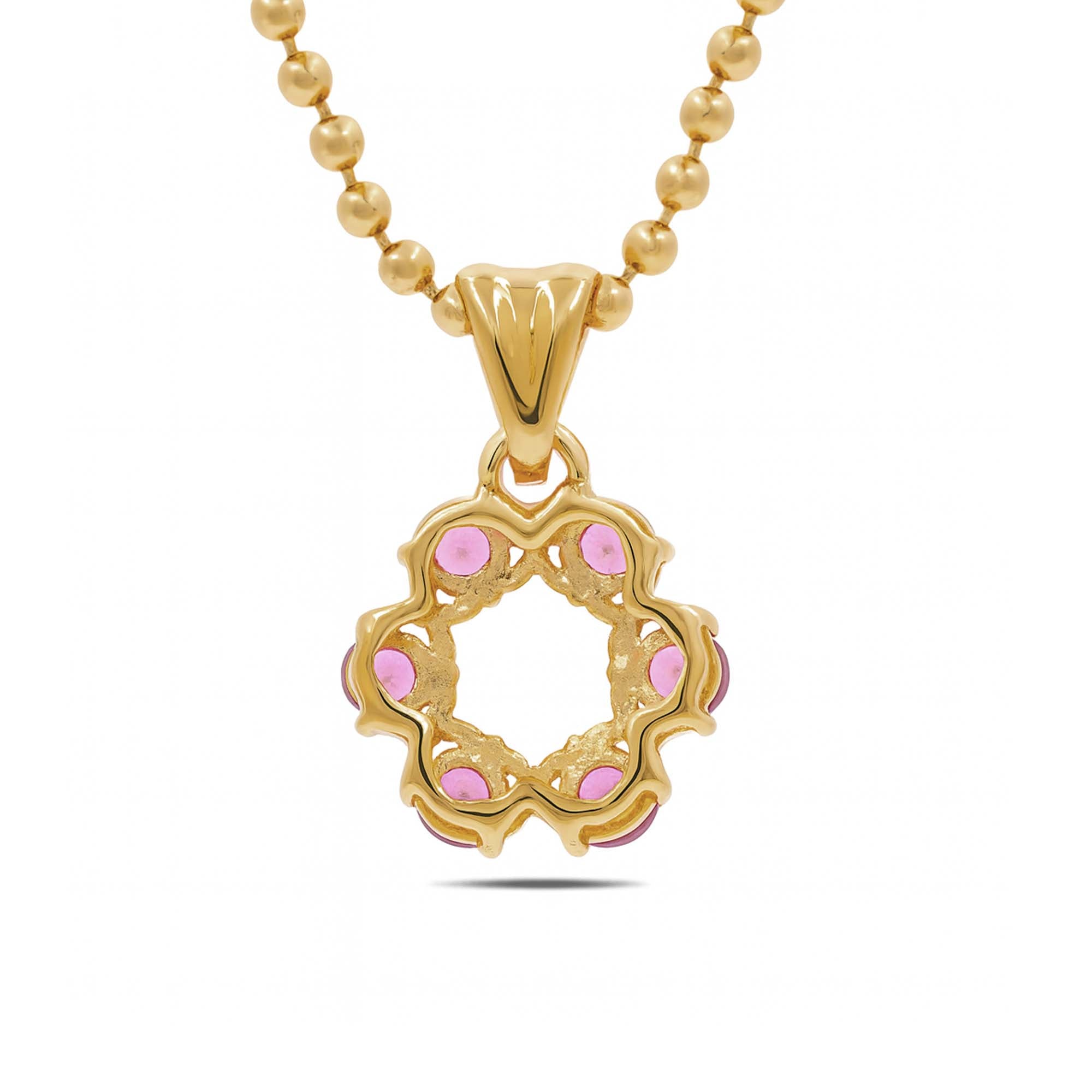 Pink Tourmaline Round Pendant with Prong Setting