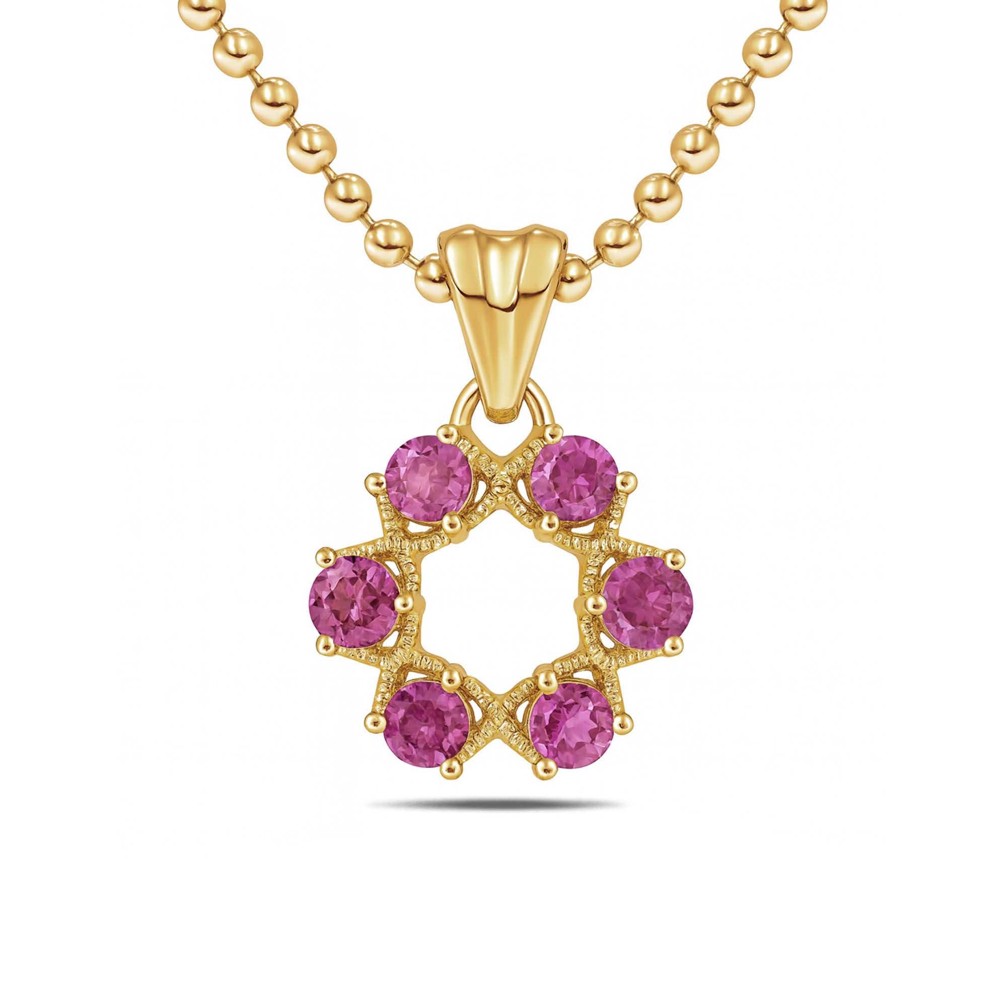 Pink Tourmaline Round Pendant with Prong Setting