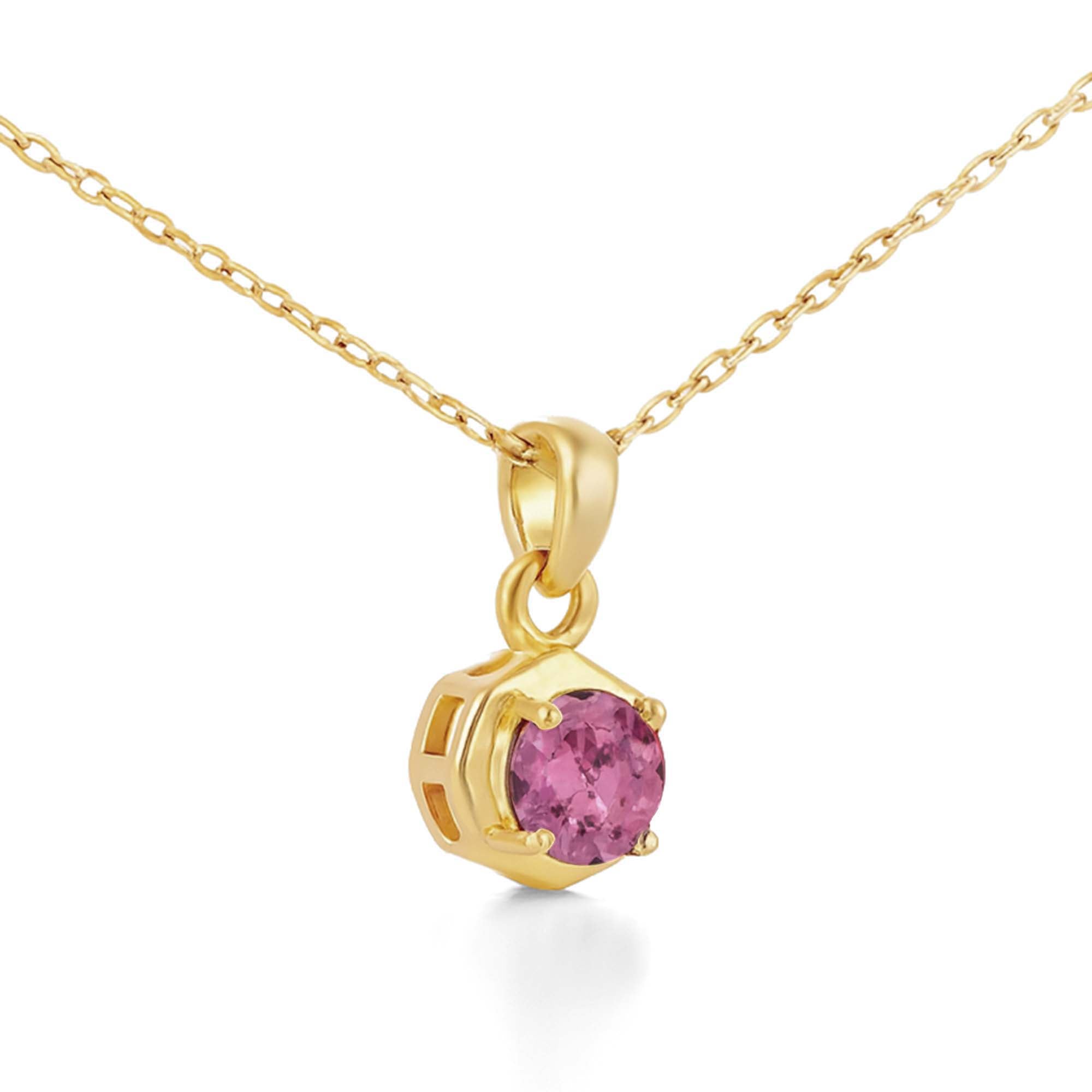 Pink Tourmaline Round Pendant with Prong Setting