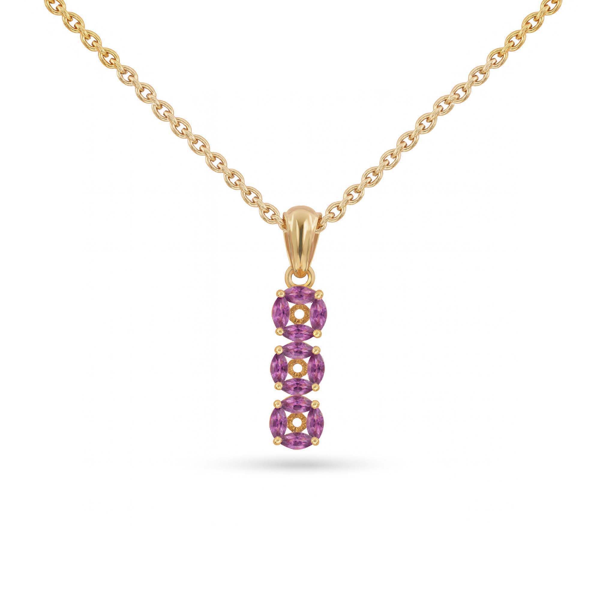 Rhodolite Garnet Marquise Pendant with Prong Setting