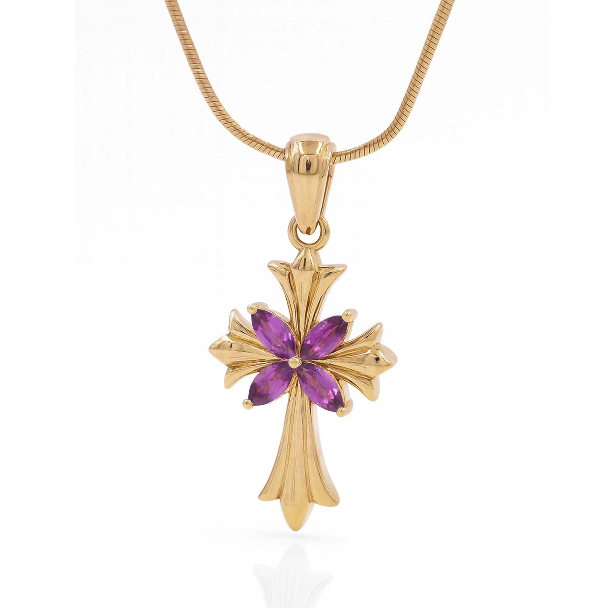 Rhodolite Garnet Marquise Pendant with Prong Setting