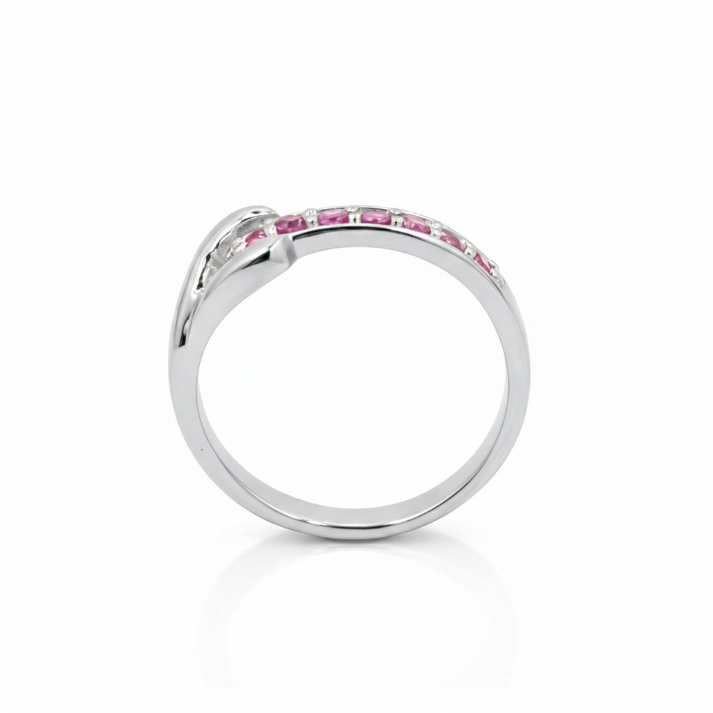 Rhodolite Garnet 7 Stone Ring – Modern Round Cut Sterling Silver 925 Designer Band