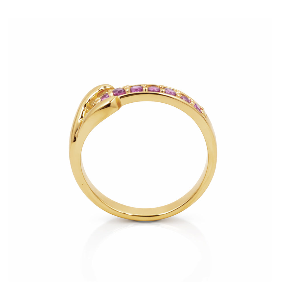 Rhodolite Garnet 7 Stone Ring – Modern Round Cut Sterling Silver 925 Designer Band