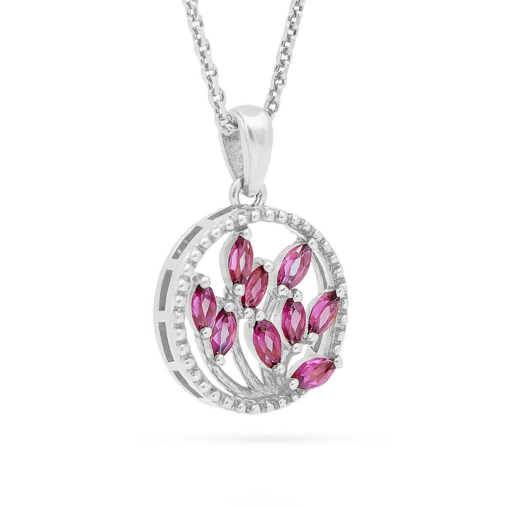 Rhodolite Garnet Marquise Pendant with Prong Setting