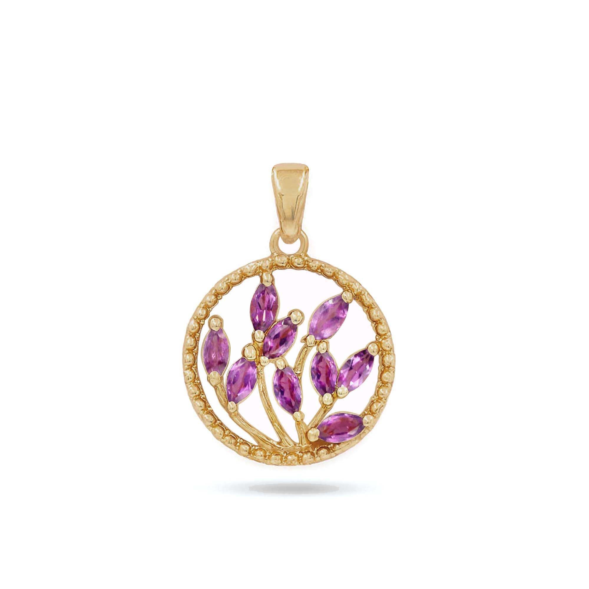 Rhodolite Garnet Marquise Pendant with Prong Setting