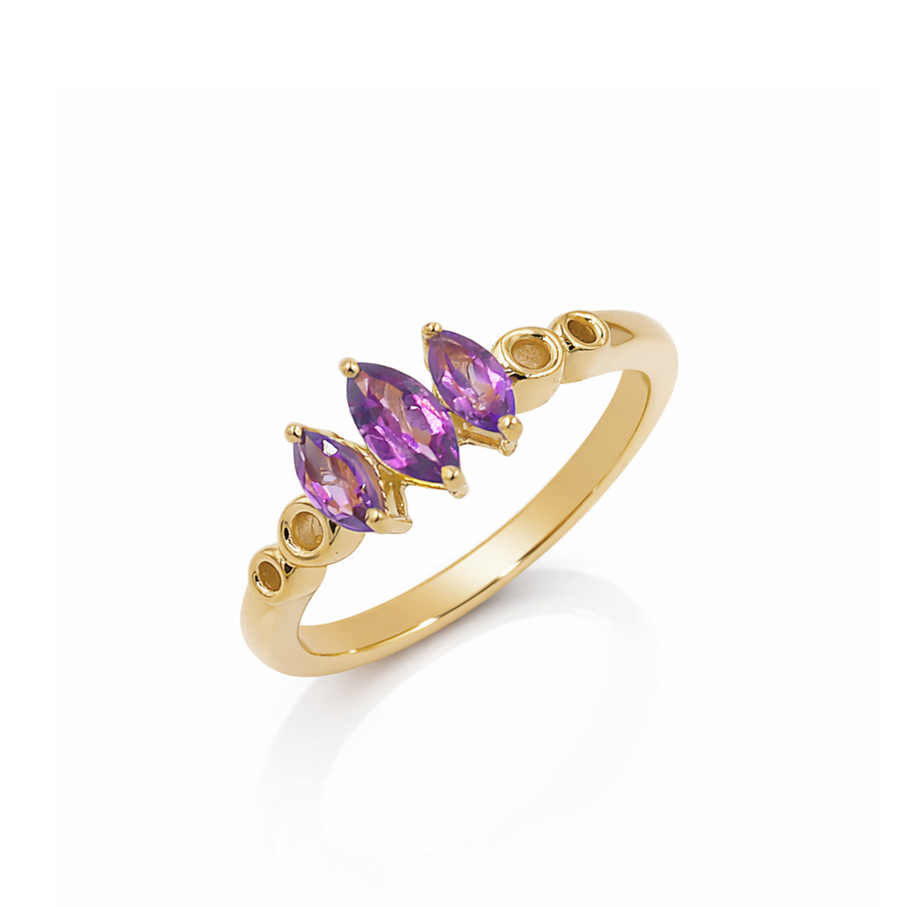 Rhodolite Garnet Marquise Three Stone Fancy Band Sterling Silver 925 Designer Ring