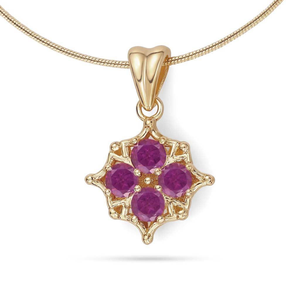 Rhodolite Garnet Round Pendant with Prong Setting