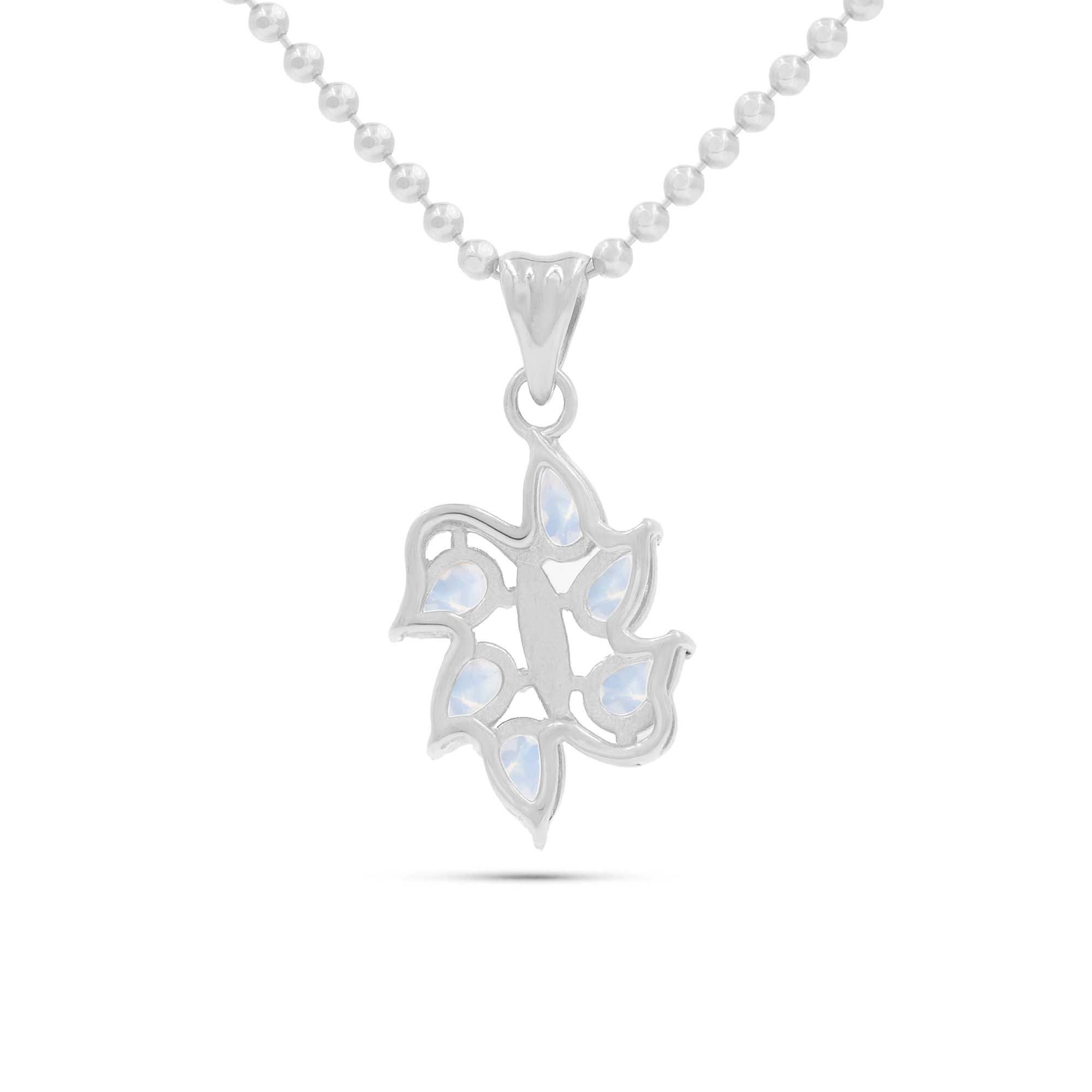 Rainbow Moonstone Pear Pendant with Prong Setting