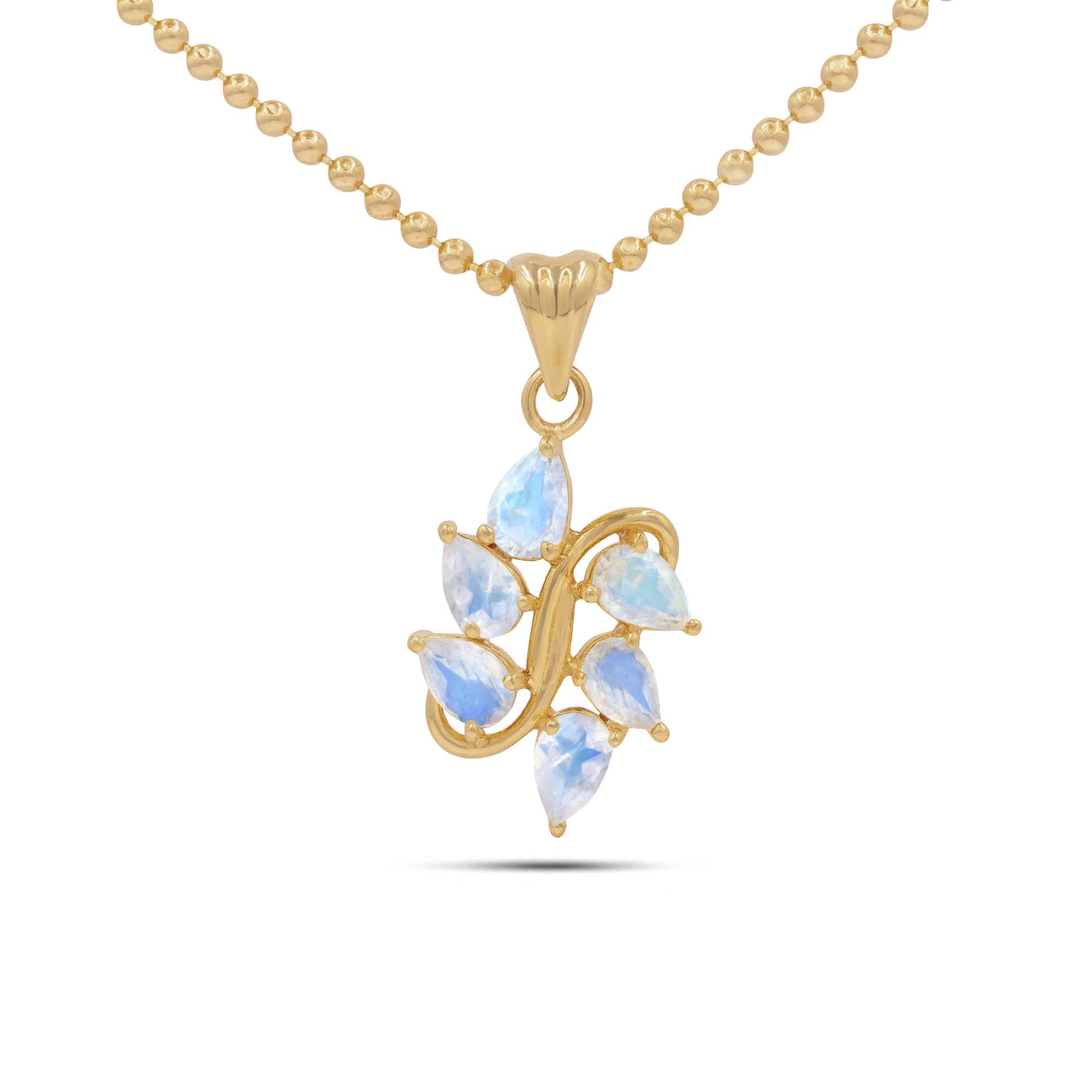 Rainbow Moonstone Pear Pendant with Prong Setting