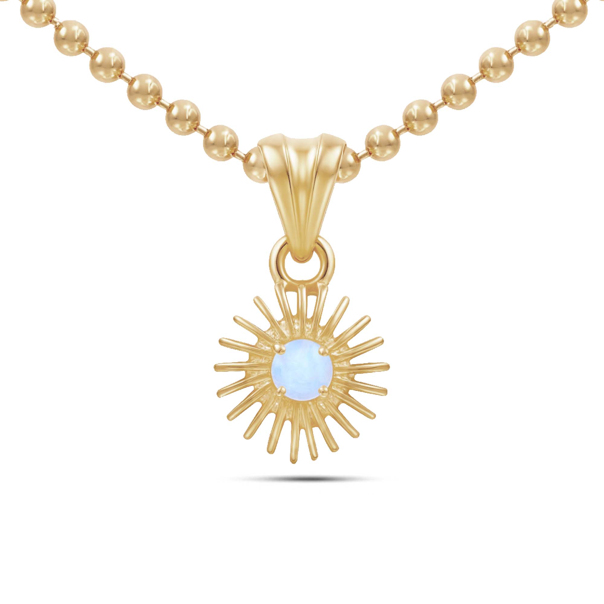 Rainbow Moonstone Round Pendant with Prong Setting