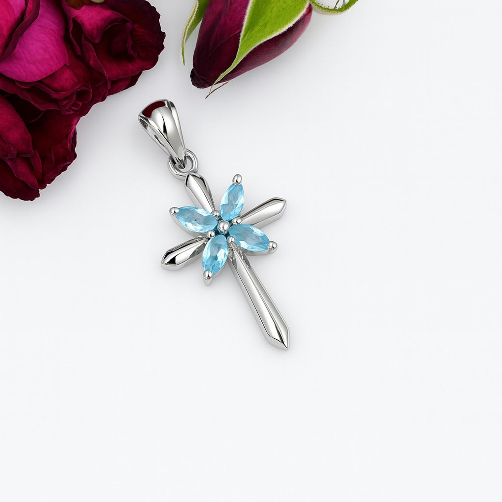 Sky Apatite Marquise Pendant with Prong Setting