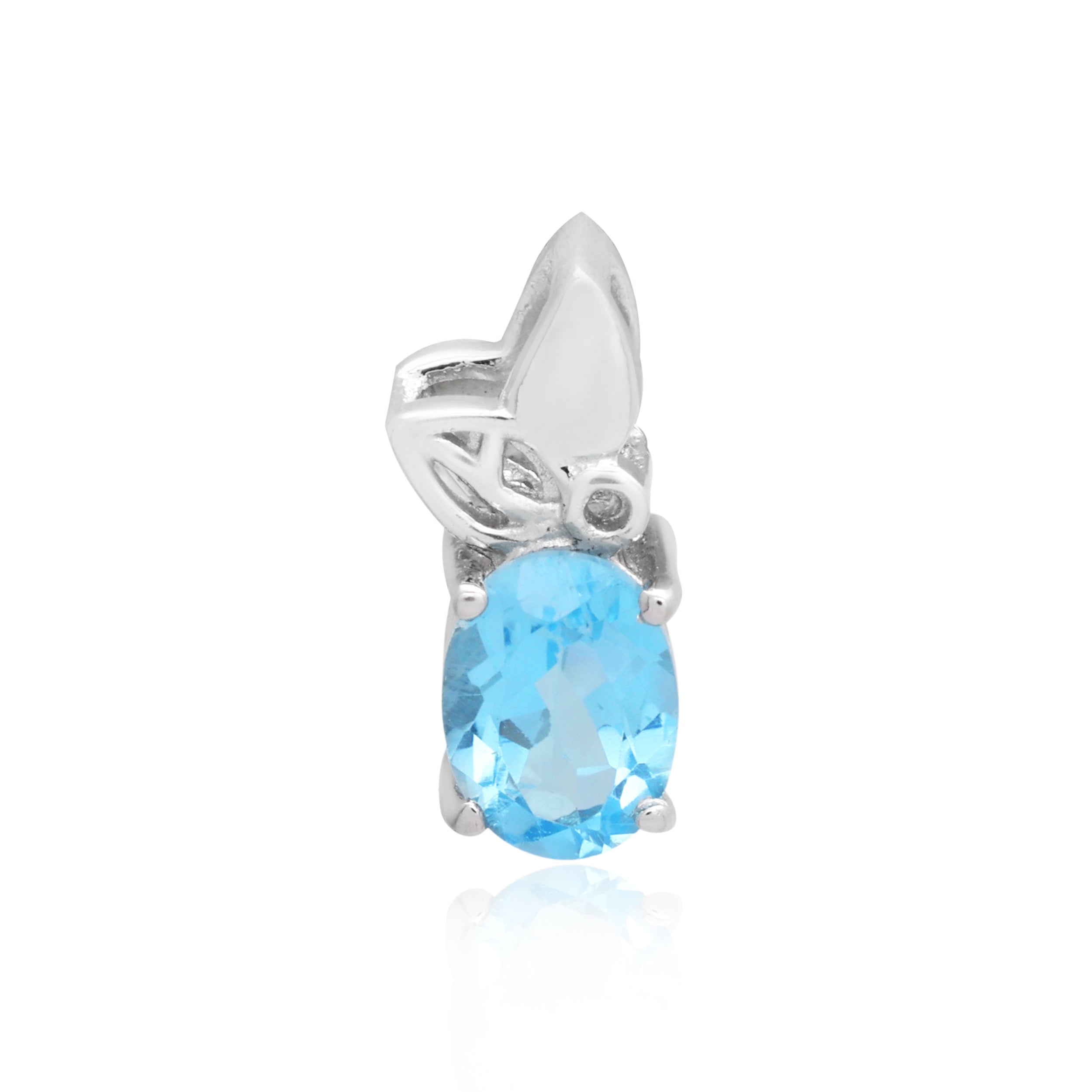 Swiss Blue Topaz Oval Pendant with Prong Setting