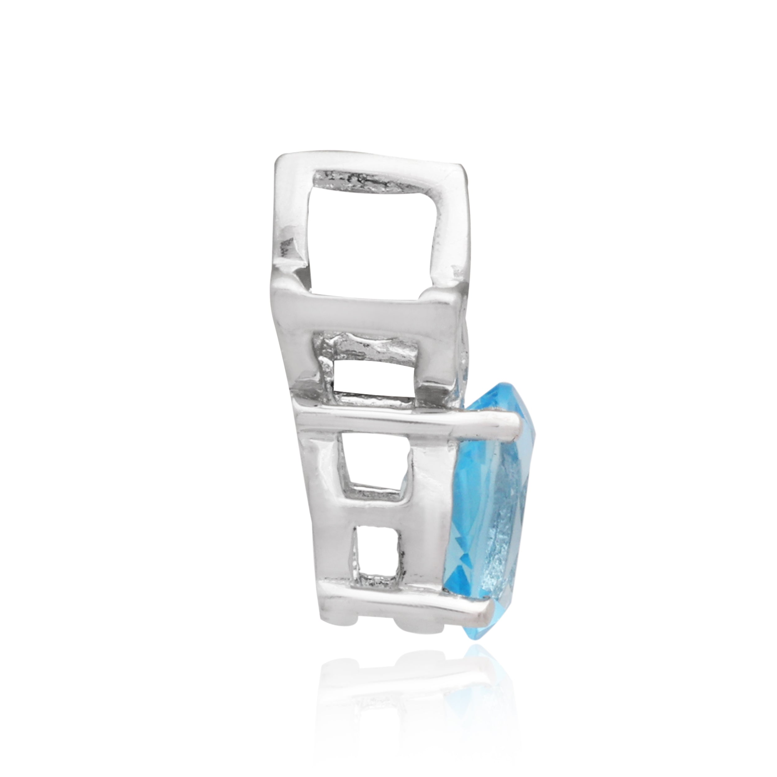 Swiss Blue Topaz Oval Pendant with Prong Setting