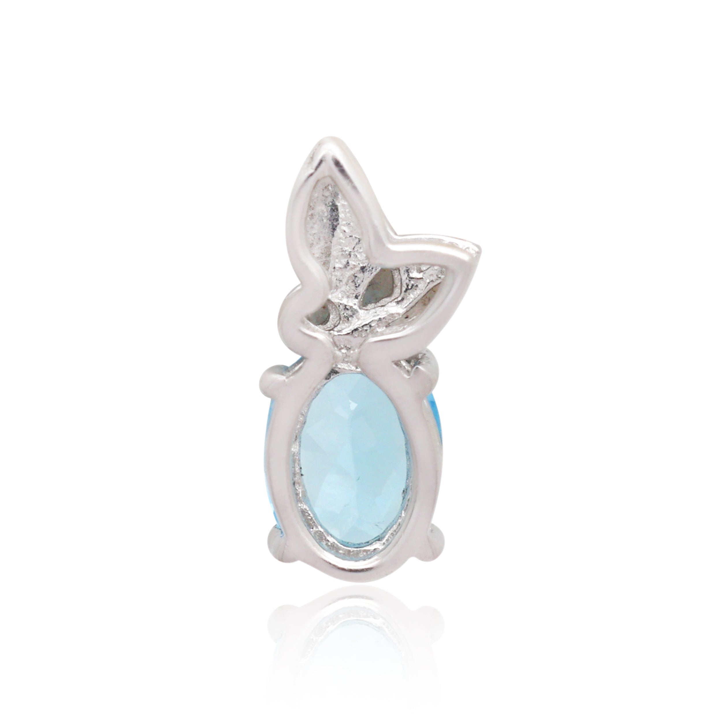 Swiss Blue Topaz Oval Pendant with Prong Setting